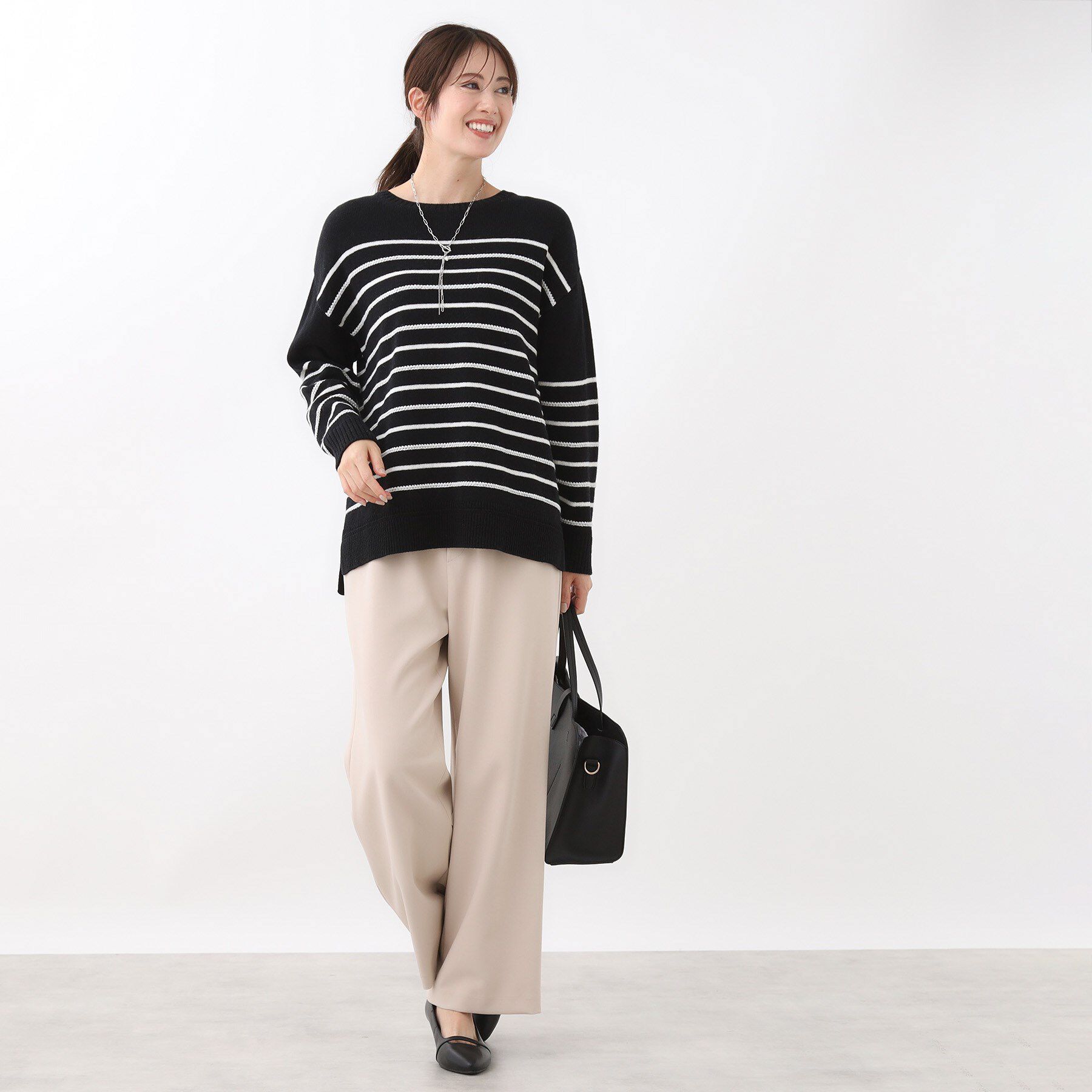 Reflect「【ゆったり着られる◎】ボートネックボーダーニット」|ニット・セーター|