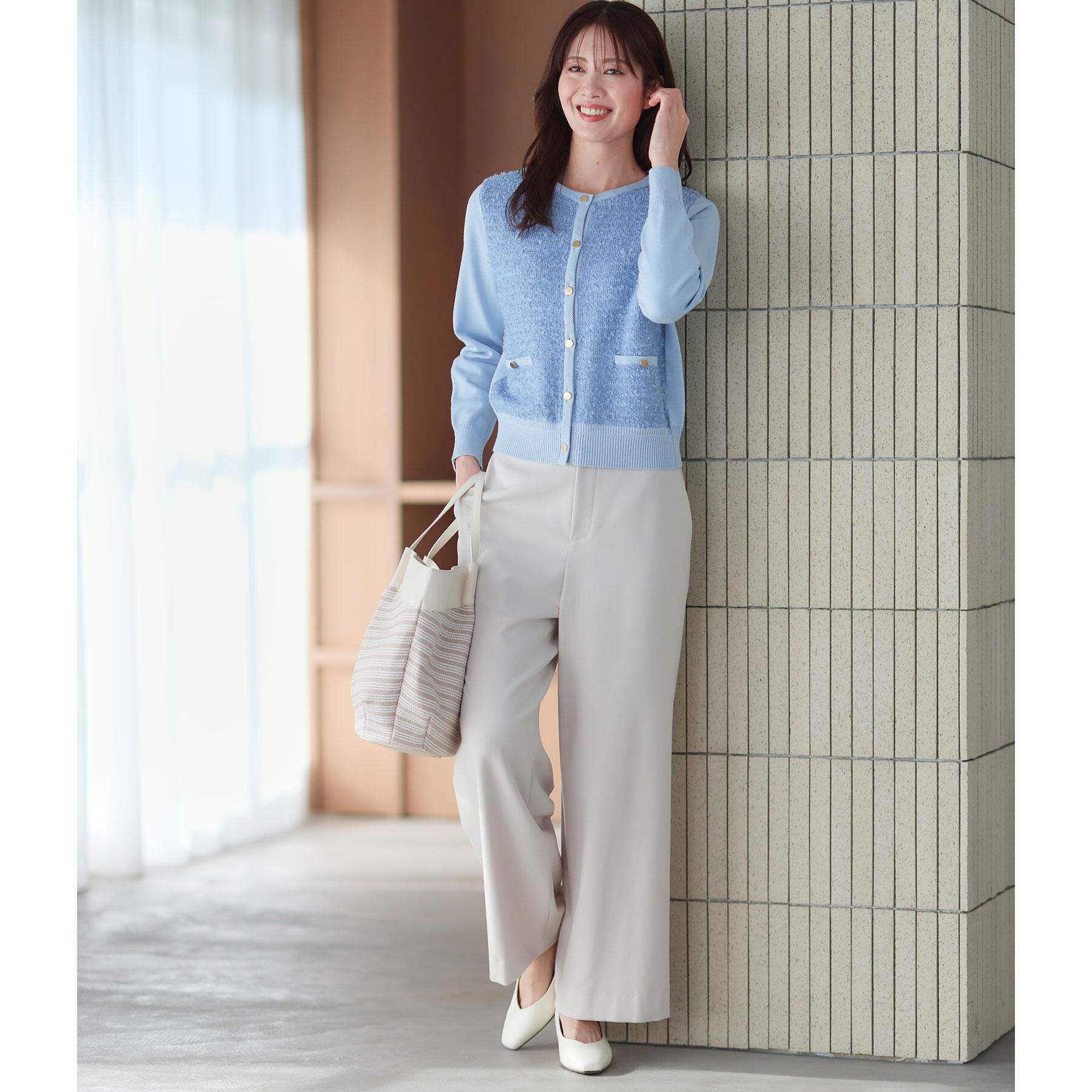 Reflect「【着映え◎】ツイード風ニットカーディガン」|カーディガン|