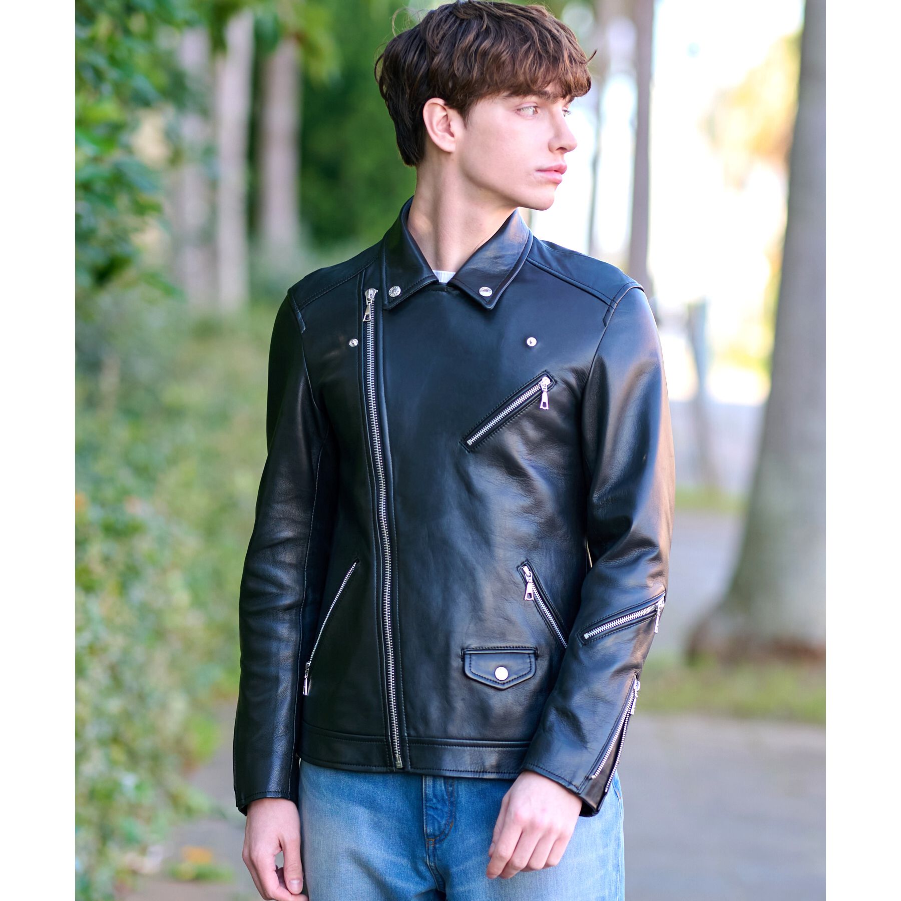 DRESSTERIOR「【本革】レザーライダースジャケット」|ライダースジャケット|