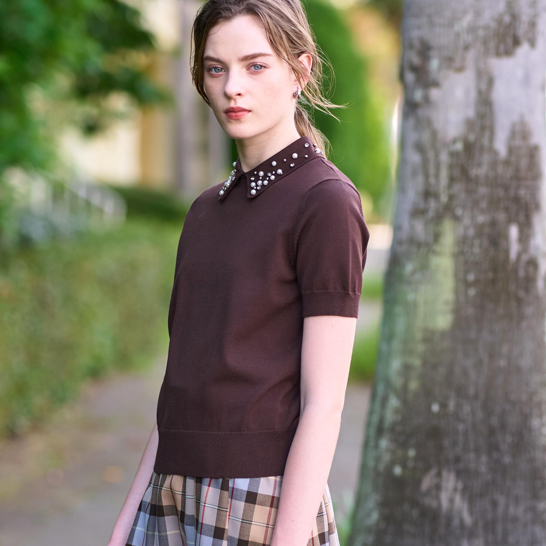 DRESSTERIOR「【きれいめ／オンオフ】ビジューカラーニット」|ニット・セーター|