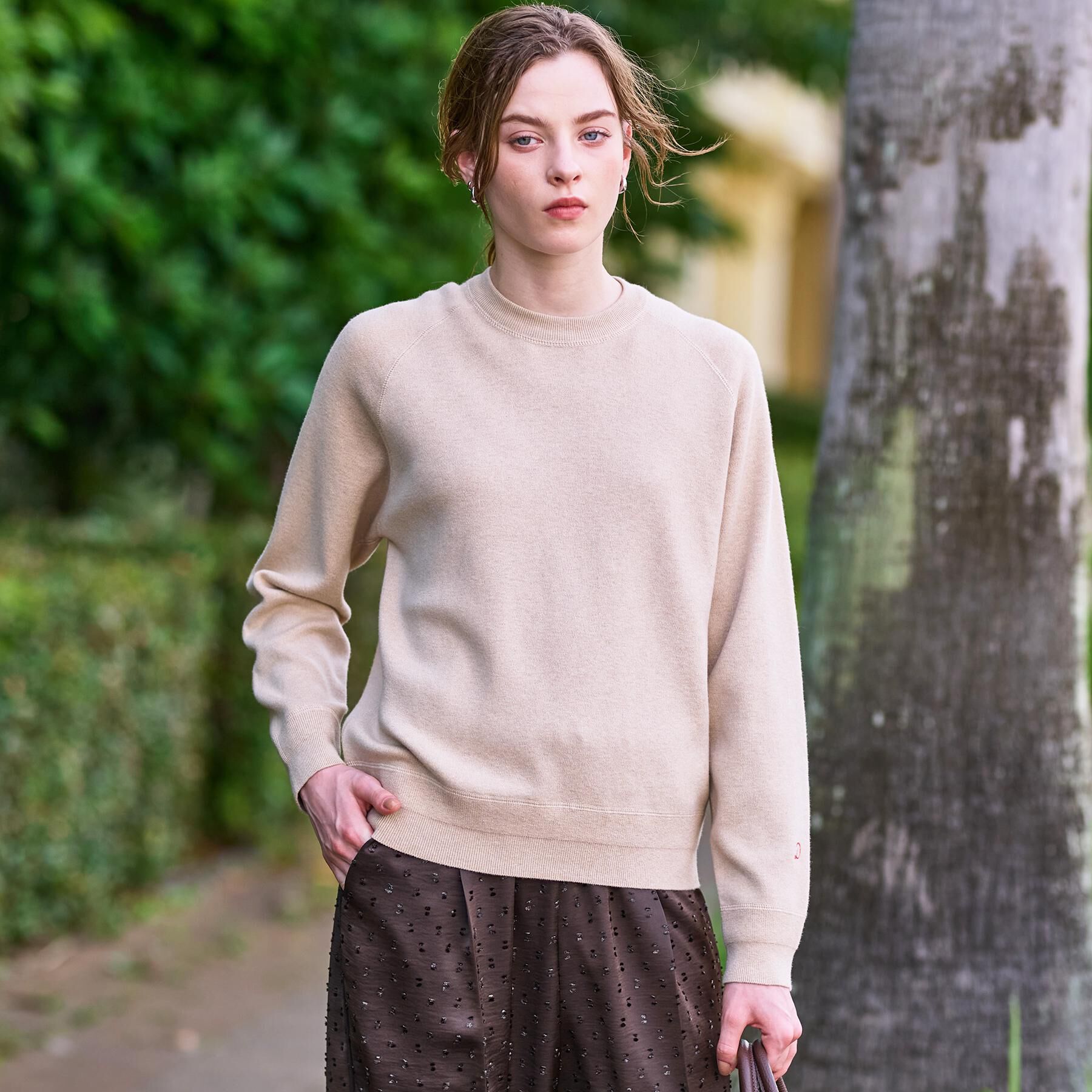 DRESSTERIOR「【洗える/7色展開】ウォッシャブルコットンカシミヤニット」|ニット・セーター|ベージュ(052)