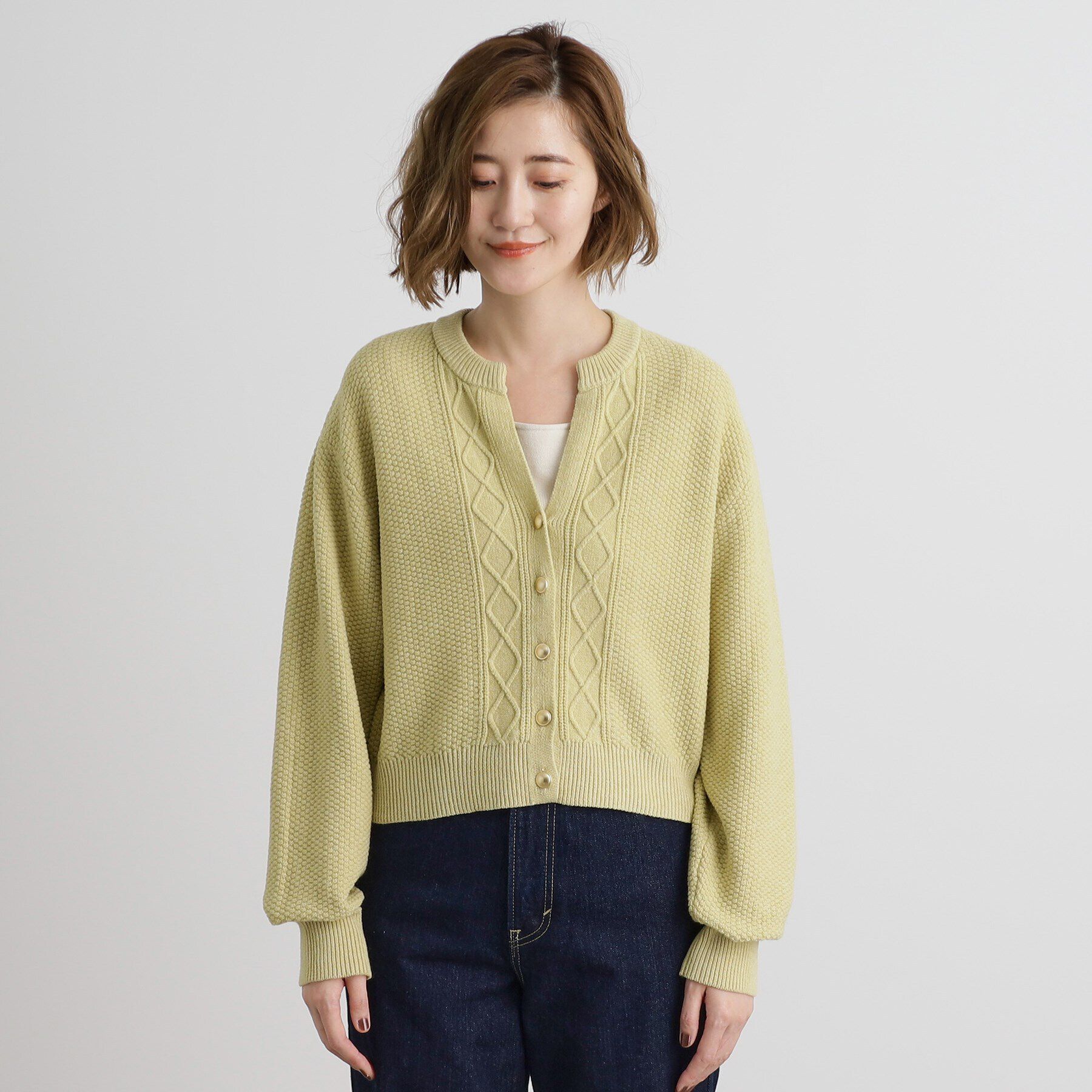 grove「スリットネッククロップドカーディガン」|カーディガン|