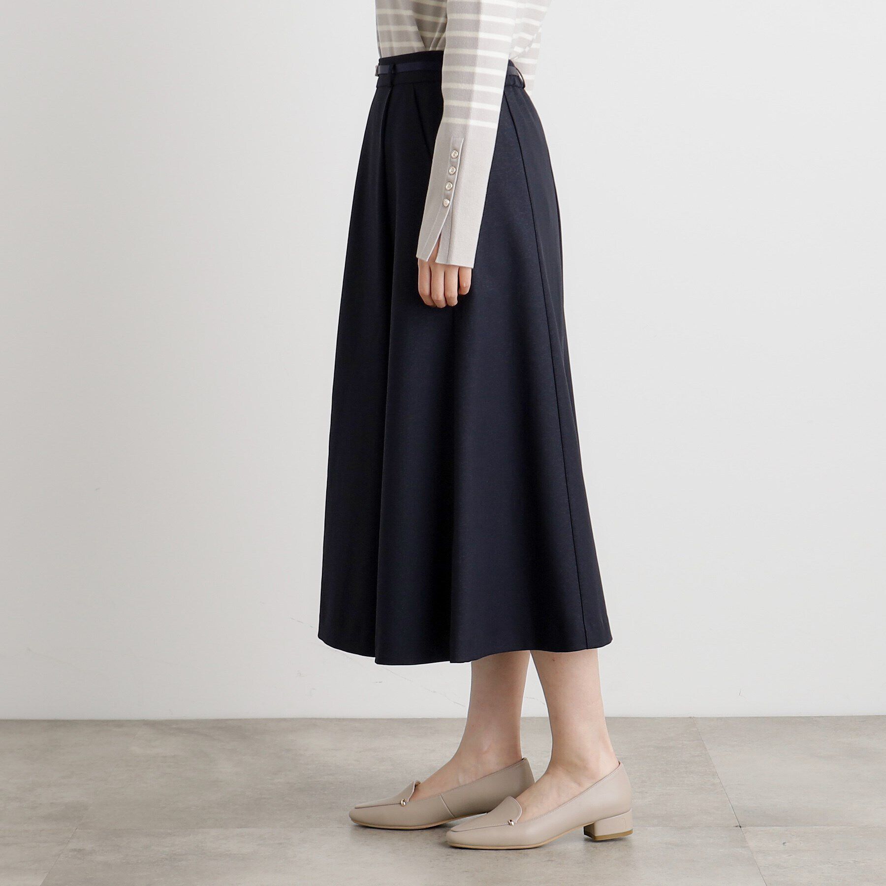 grove「ベルト付きラメツイルフレアスカート」|スカート|