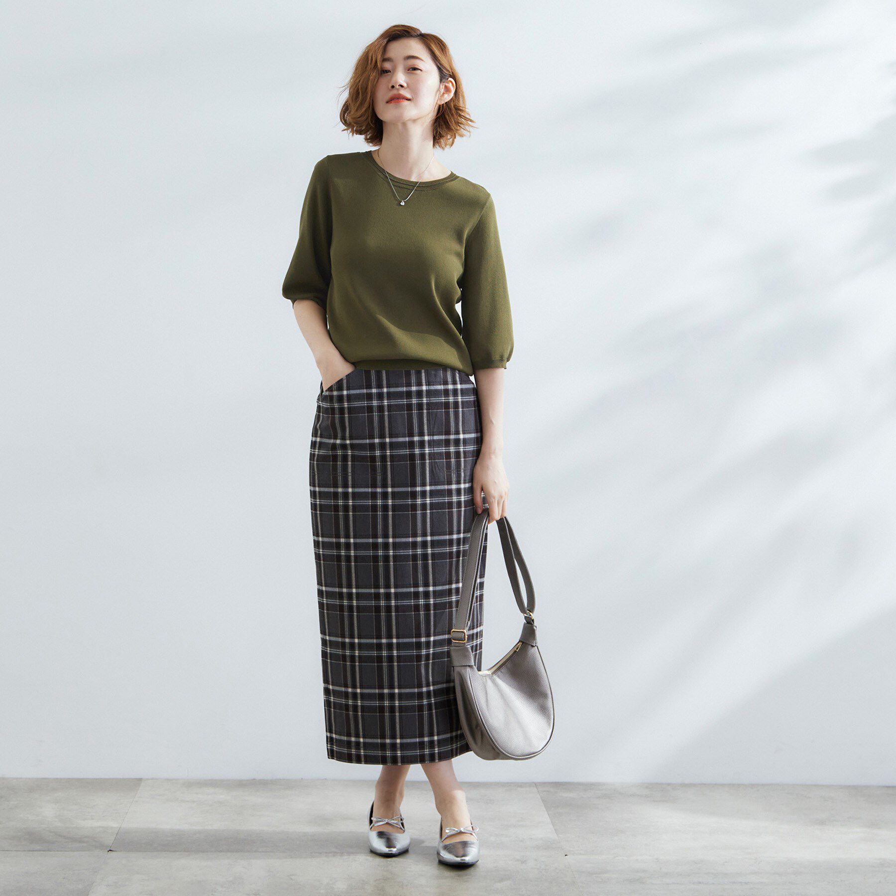 grove「ひんやり多機能・やわらかドライタッチ五分袖プルオーバー」|ニット・セーター|