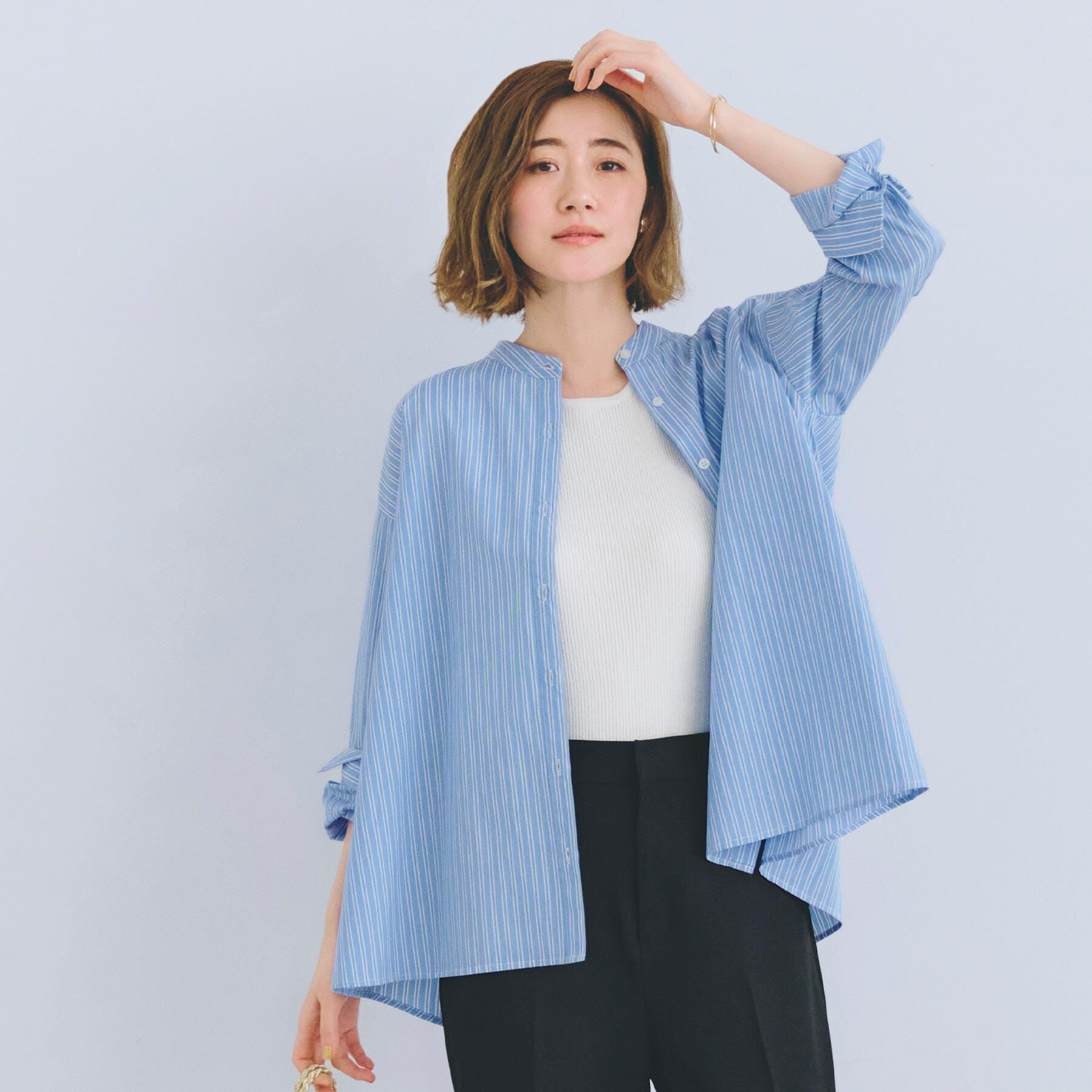 grove「バックシャーリングシャツ」|シャツ・ブラウス|サックスブルー(39