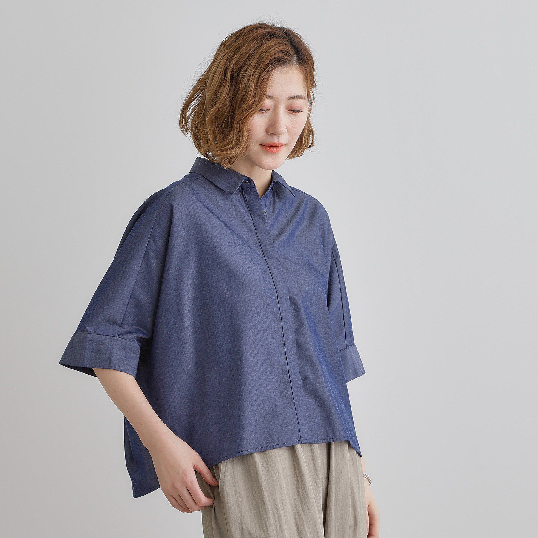 grove「【夏に嬉しい機能付き】ドルマンクロップドシャツ」|シャツ・ブラウス|