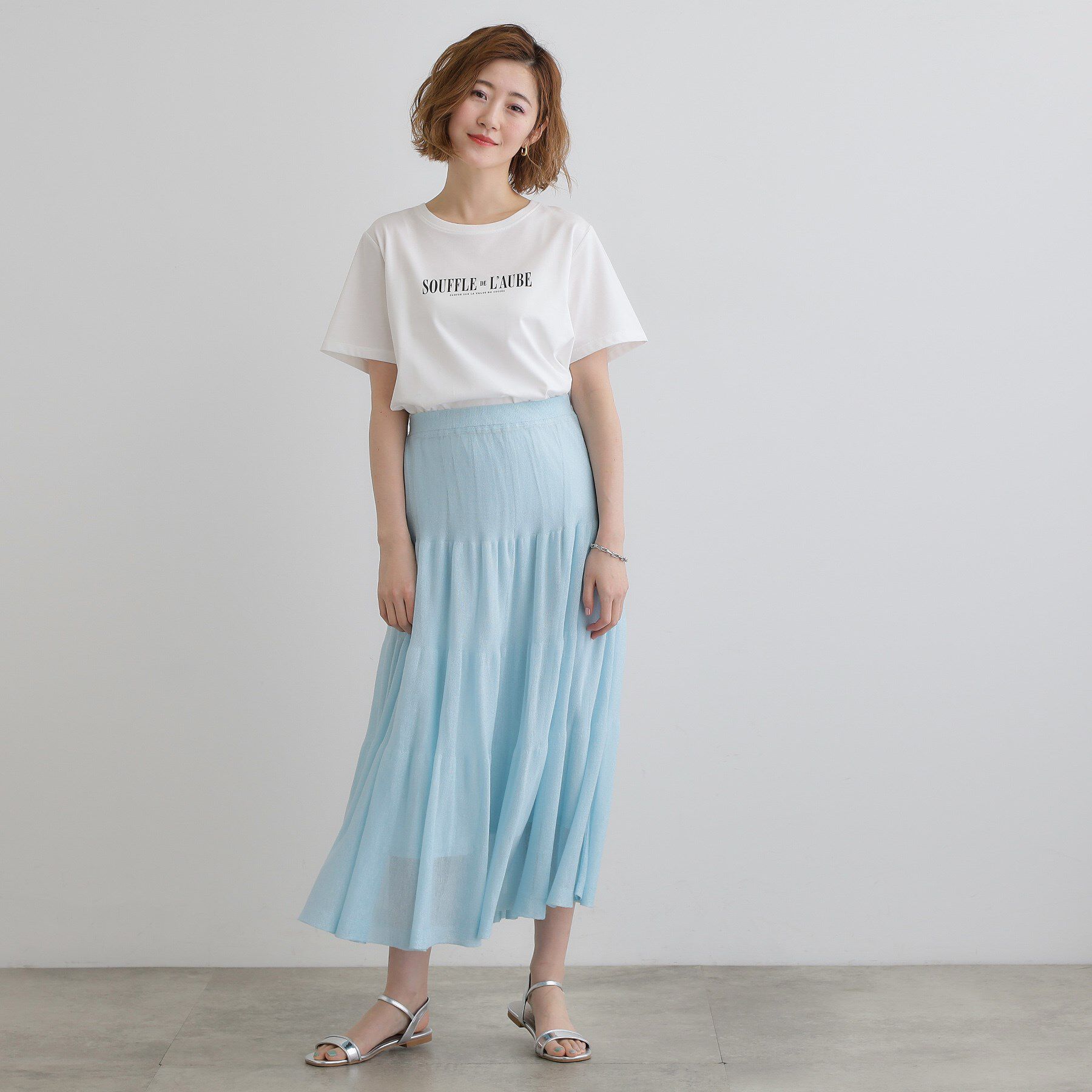 grove「夏の華やぎティアードニットシアースカート」|スカート|