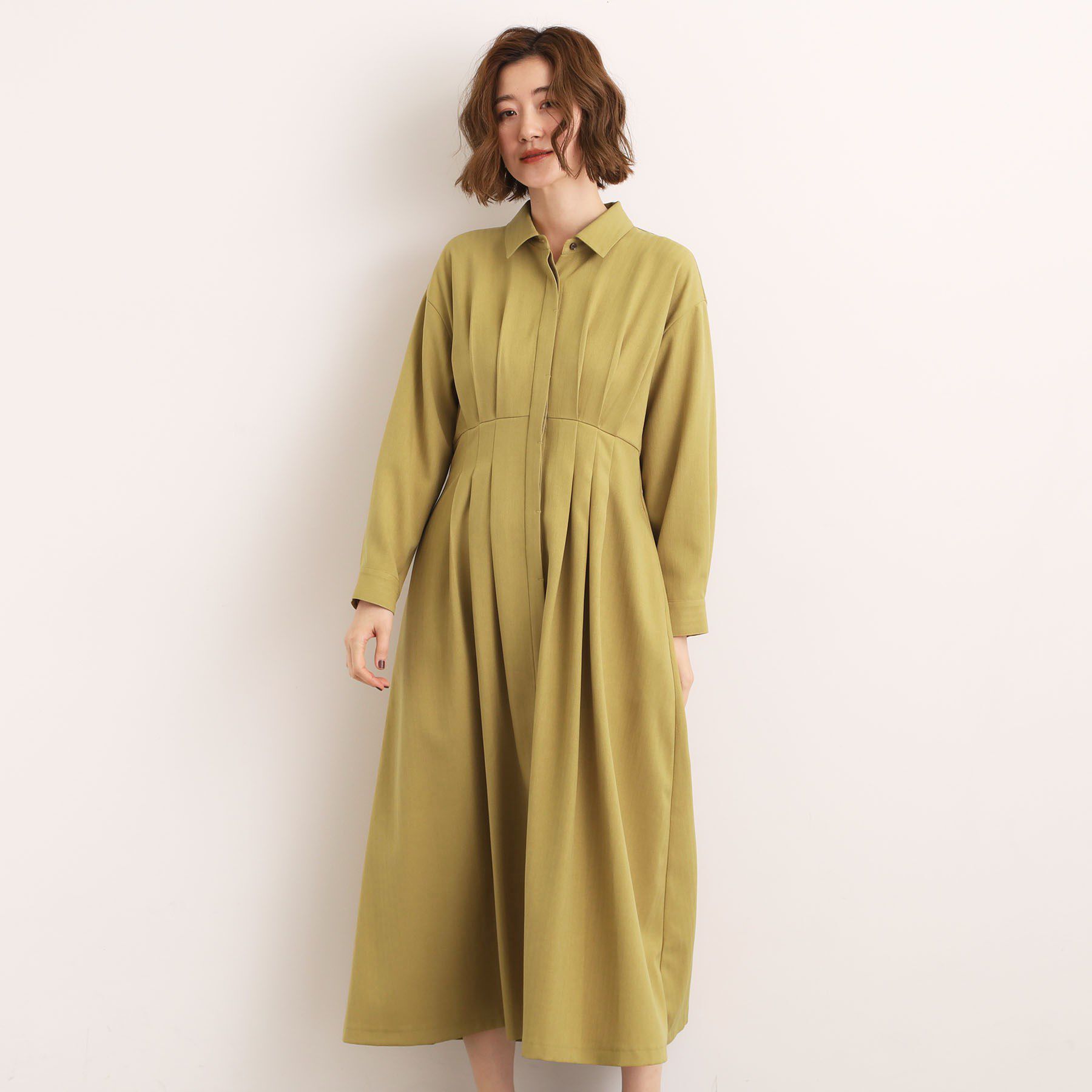 grove「品よくまとう、大人のシャツワンピース」|ワンピース|マスタード(033)