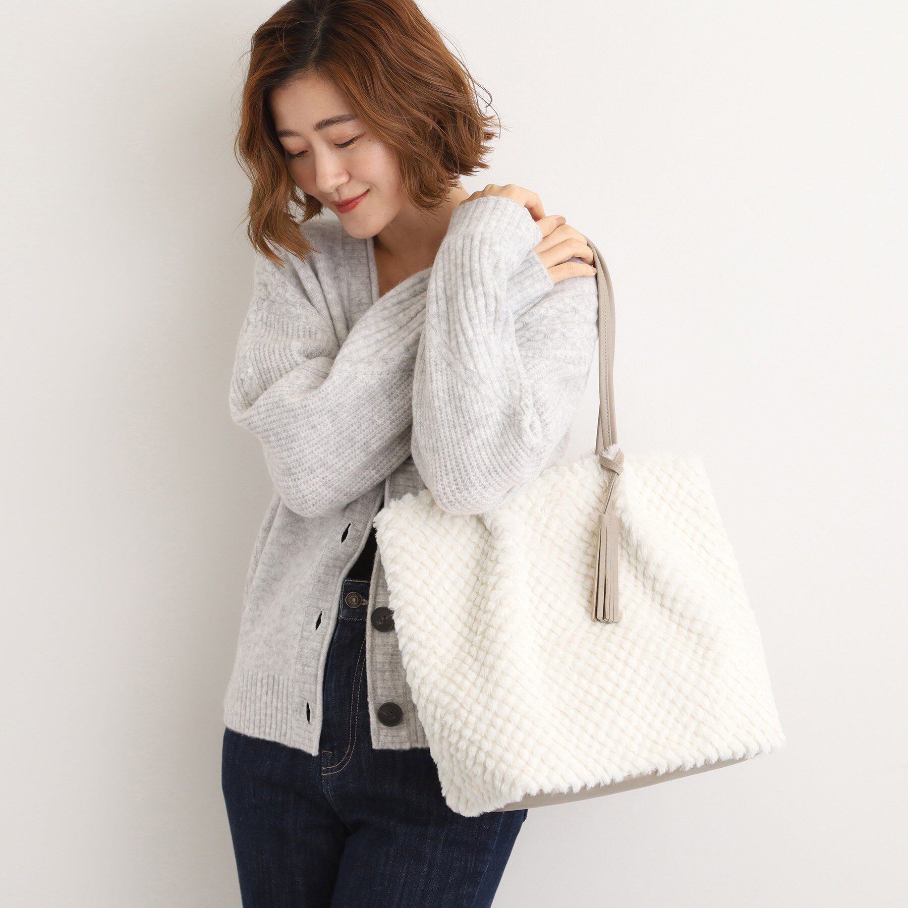 grove「ポコポコエコファータッセルトート」|トートバッグ|