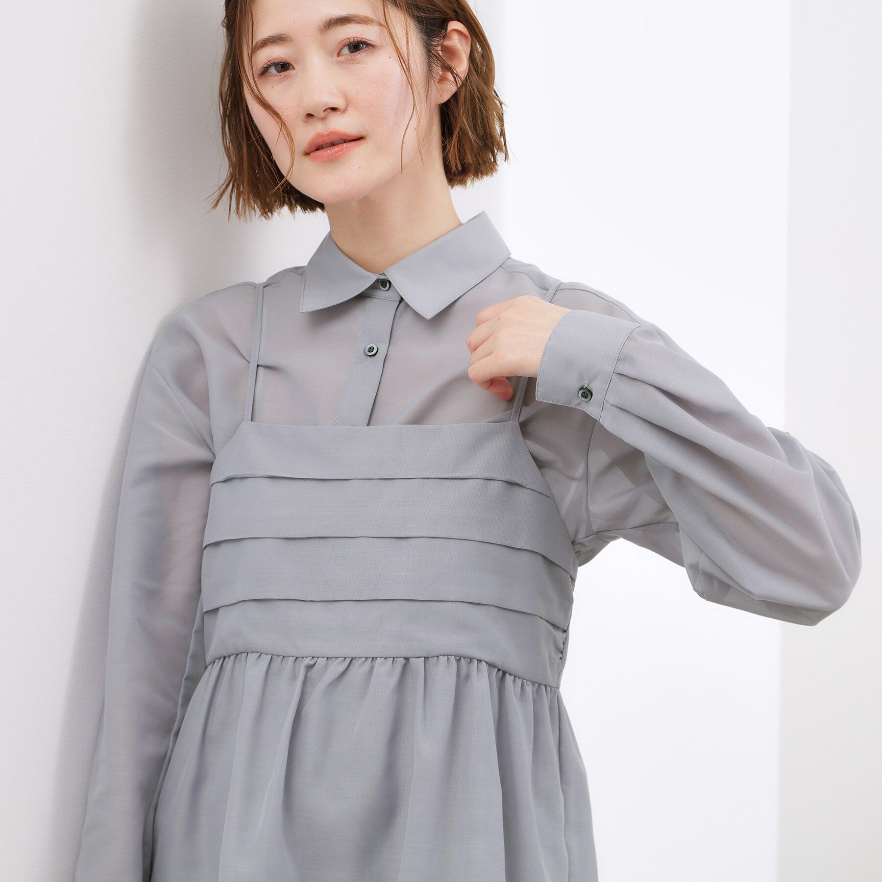 grove「【2点SET】今どきシアーシャツ＆キャミセット」|シャツ・ブラウス|