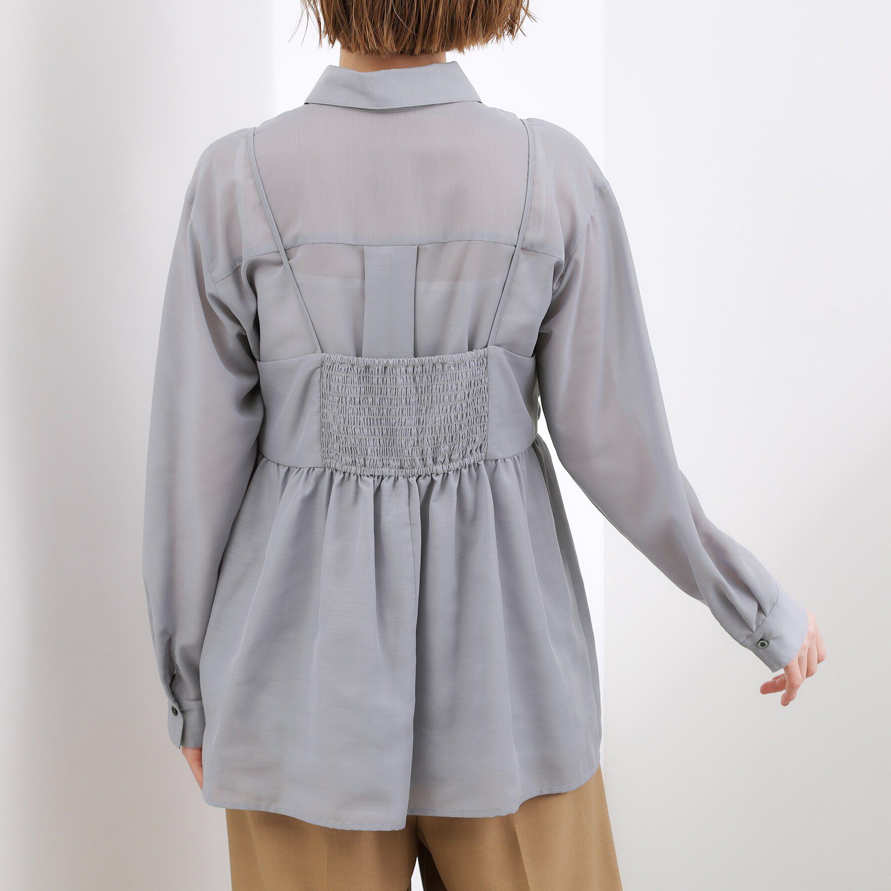 grove「【2点SET】今どきシアーシャツ＆キャミセット」|シャツ・ブラウス|