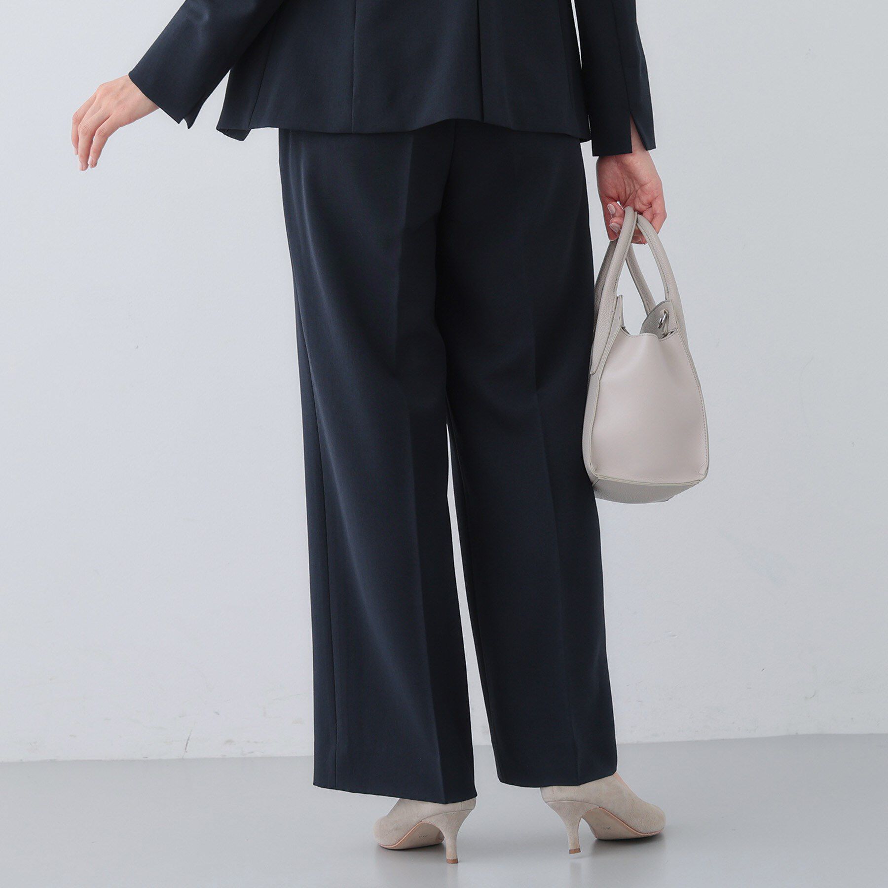INDIVI「【洗える／UVケア／SETUP可能】ウール調ワイドパンツ」|スーツ|
