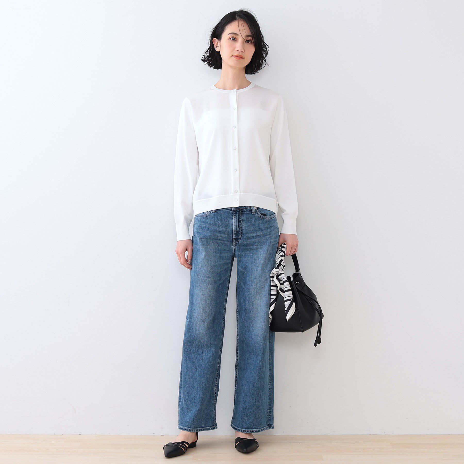 INDIVI「【洗える】ブラウスコンビ ニットカーディガン」|カーディガン|