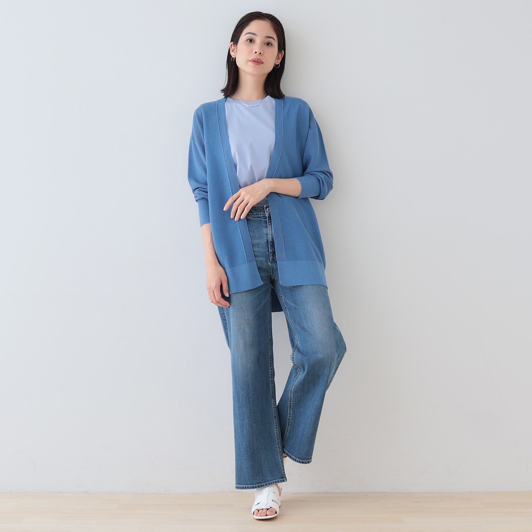 INDIVI「【洗える／和紙混素材】ドライタッチニットカーディガン」|カーディガン|