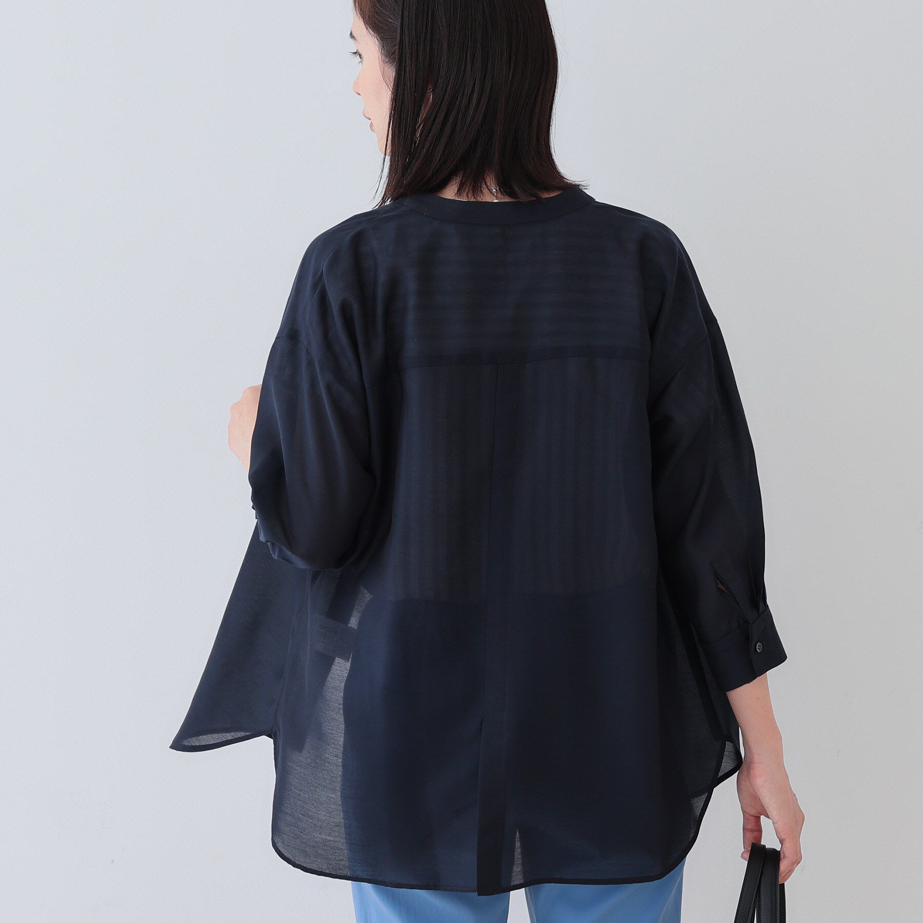 INDIVI「【洗える／エアリー素材】バンドカラーシャツ」|シャツ・ブラウス|