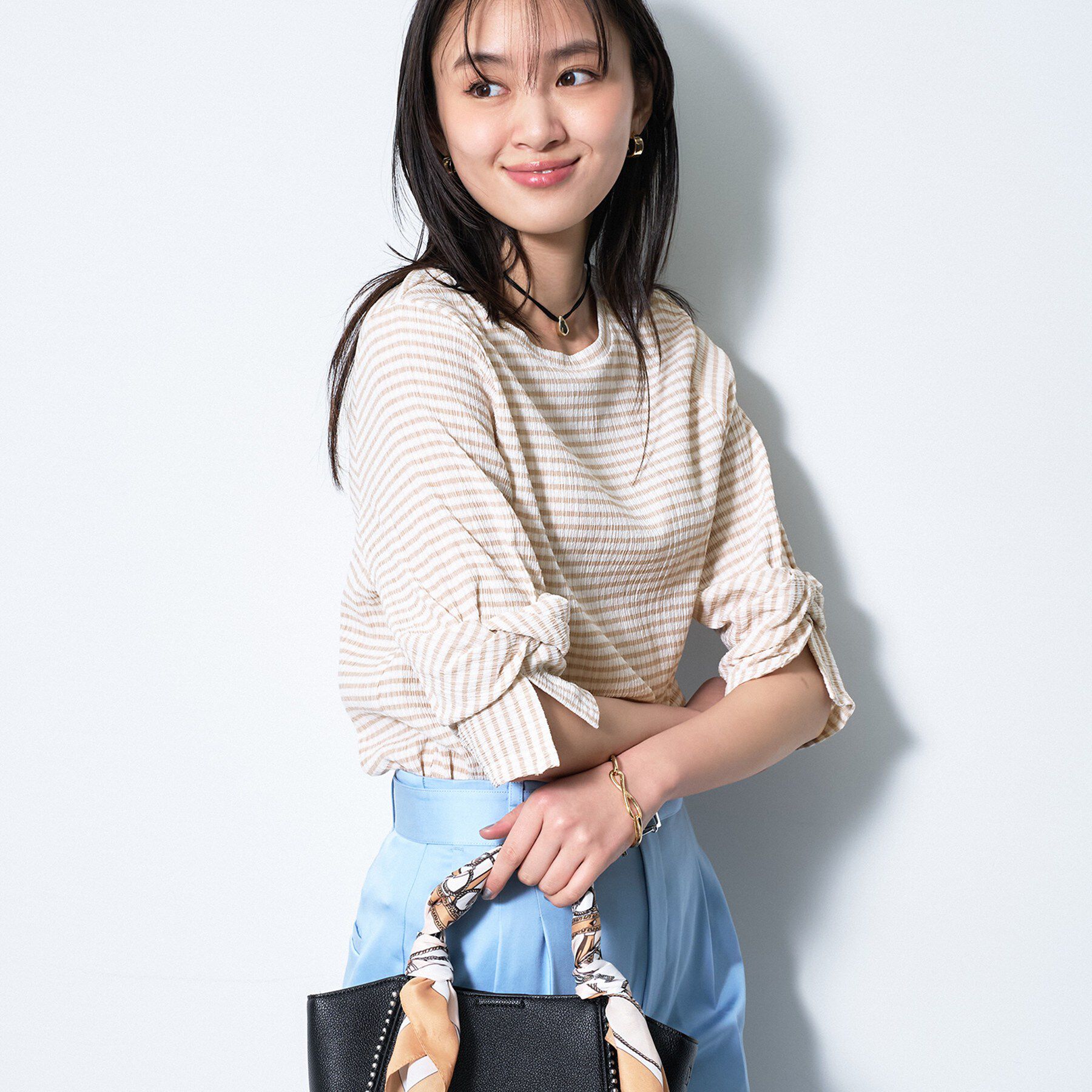 INDIVI「【洗える／吸水速乾／UVケア】ねじりデザイン袖カットソー」|Tシャツ・カットソー|グレージュ(250)