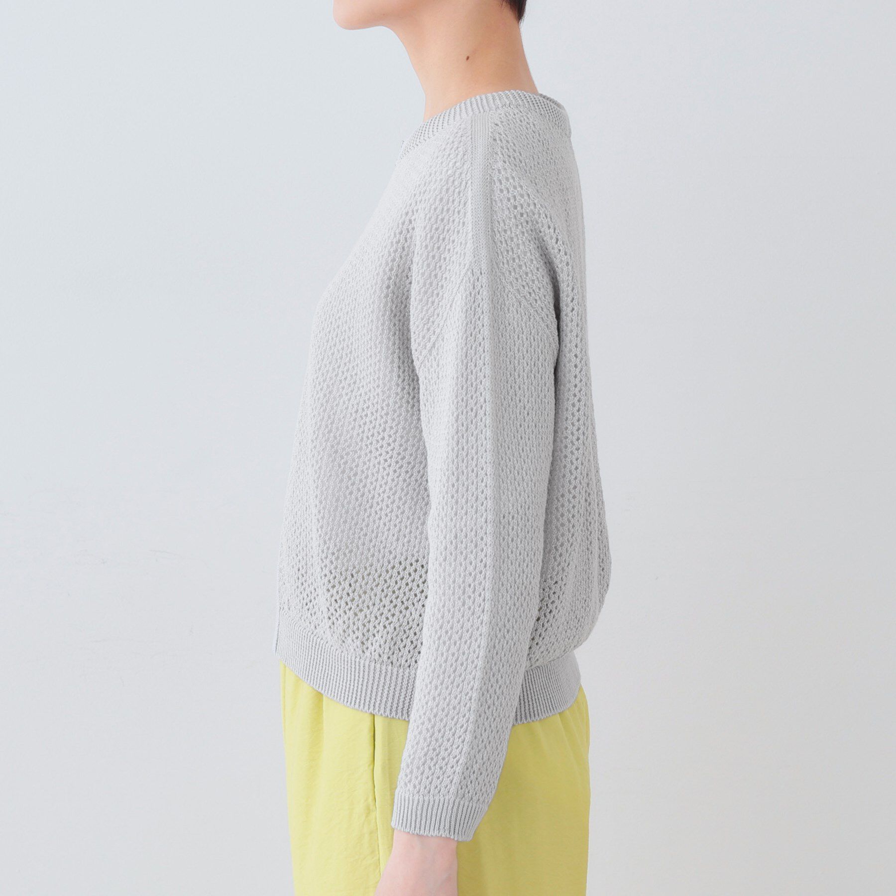 INDIVI「【洗える／コットン100％】メッシュ柄ニットブルゾン」|カーディガン|