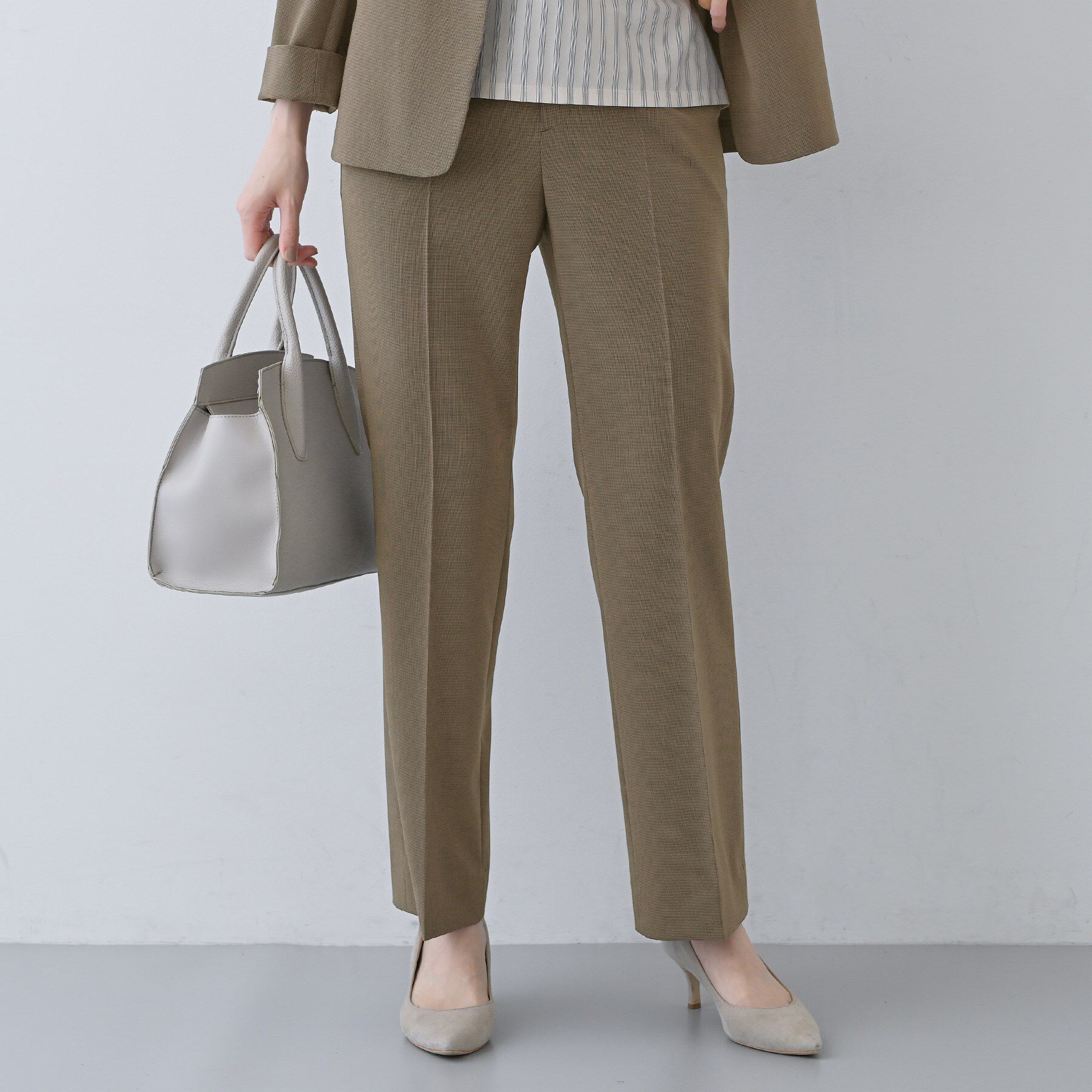 INDIVI「【洗える／夏スーツ】ミニ千鳥柄ストレートパンツ」|その他|モカブラウン(442