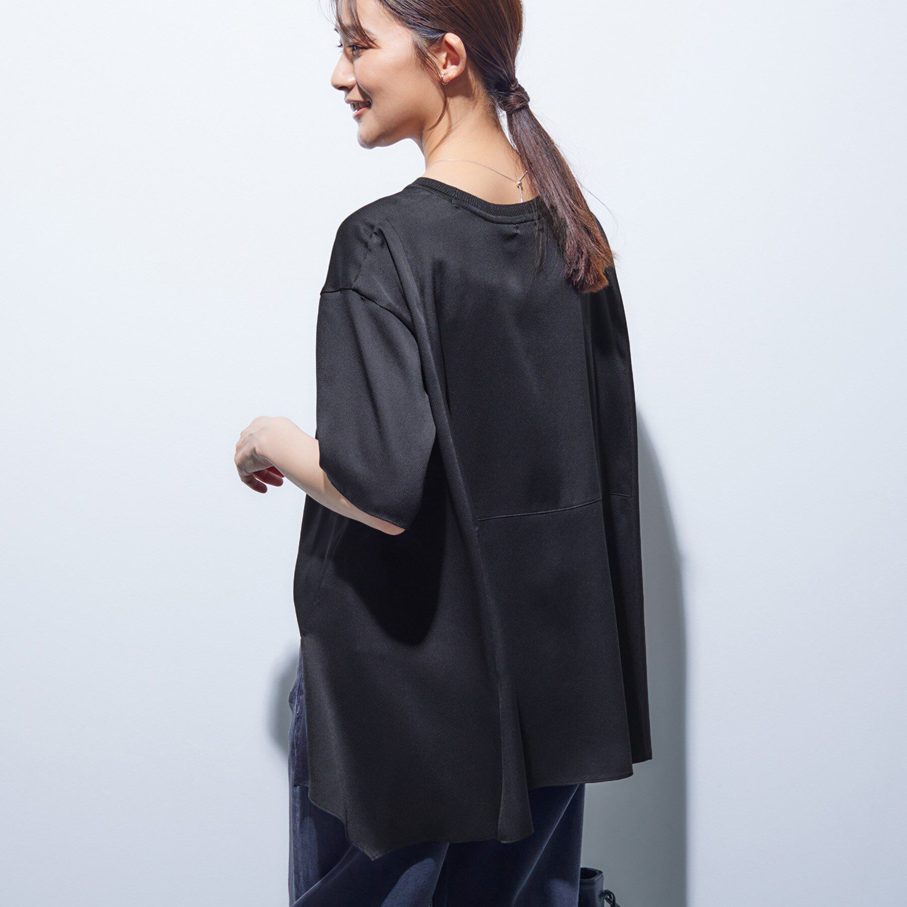 INDIVI「【バックシャン】デザインTブラウス」|Tシャツ・カットソー|