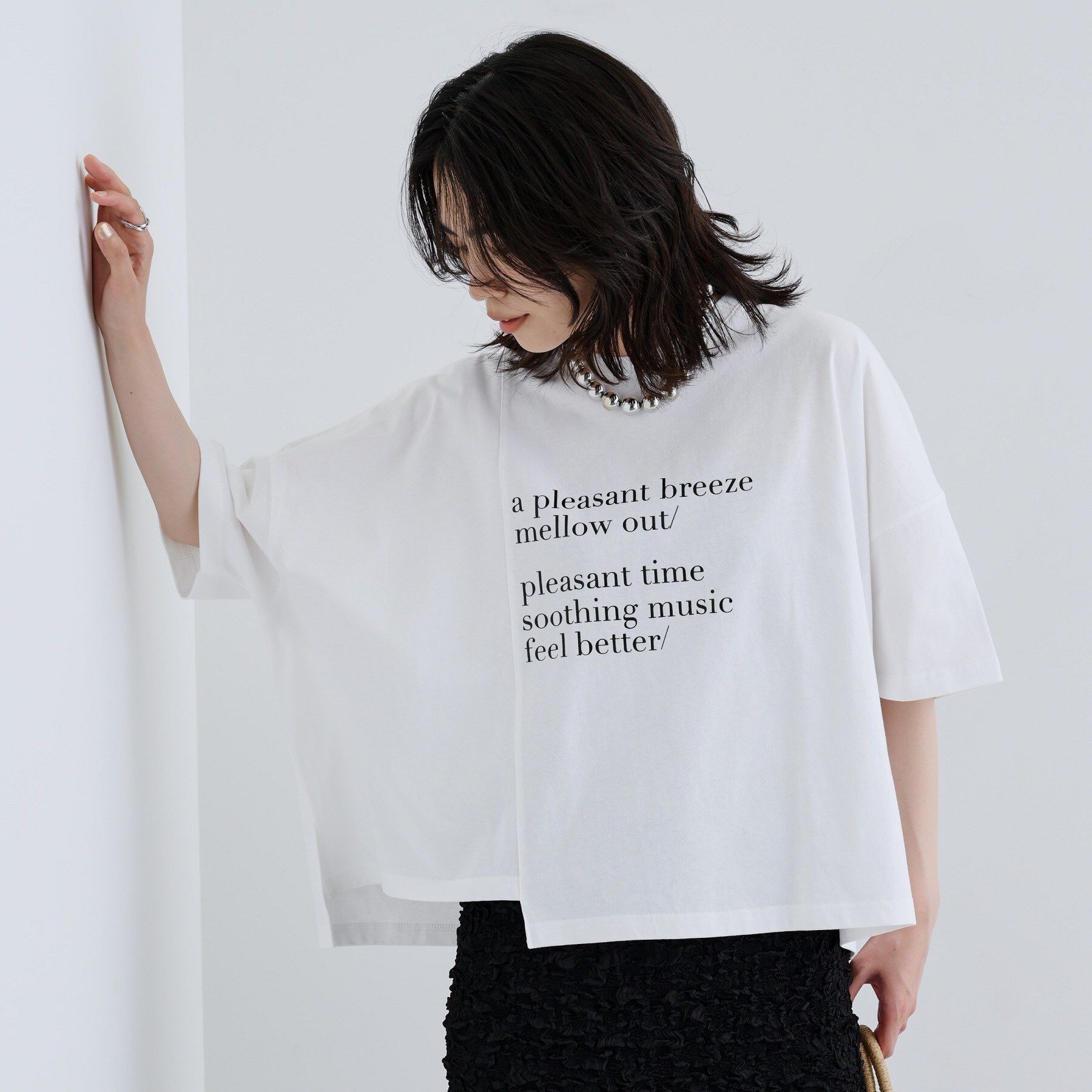 GALLEST「イレギュラーグラフィックTシャツ」|Tシャツ・カットソー|ホワイト(001)