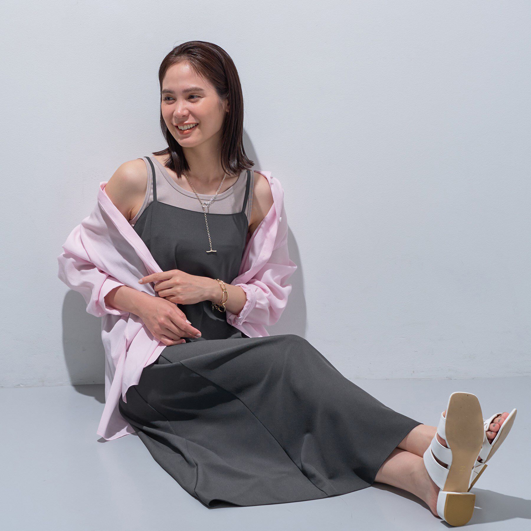 INDIVI「【UVケア】エアリージョーゼット キャミワンピース」|ワンピース|