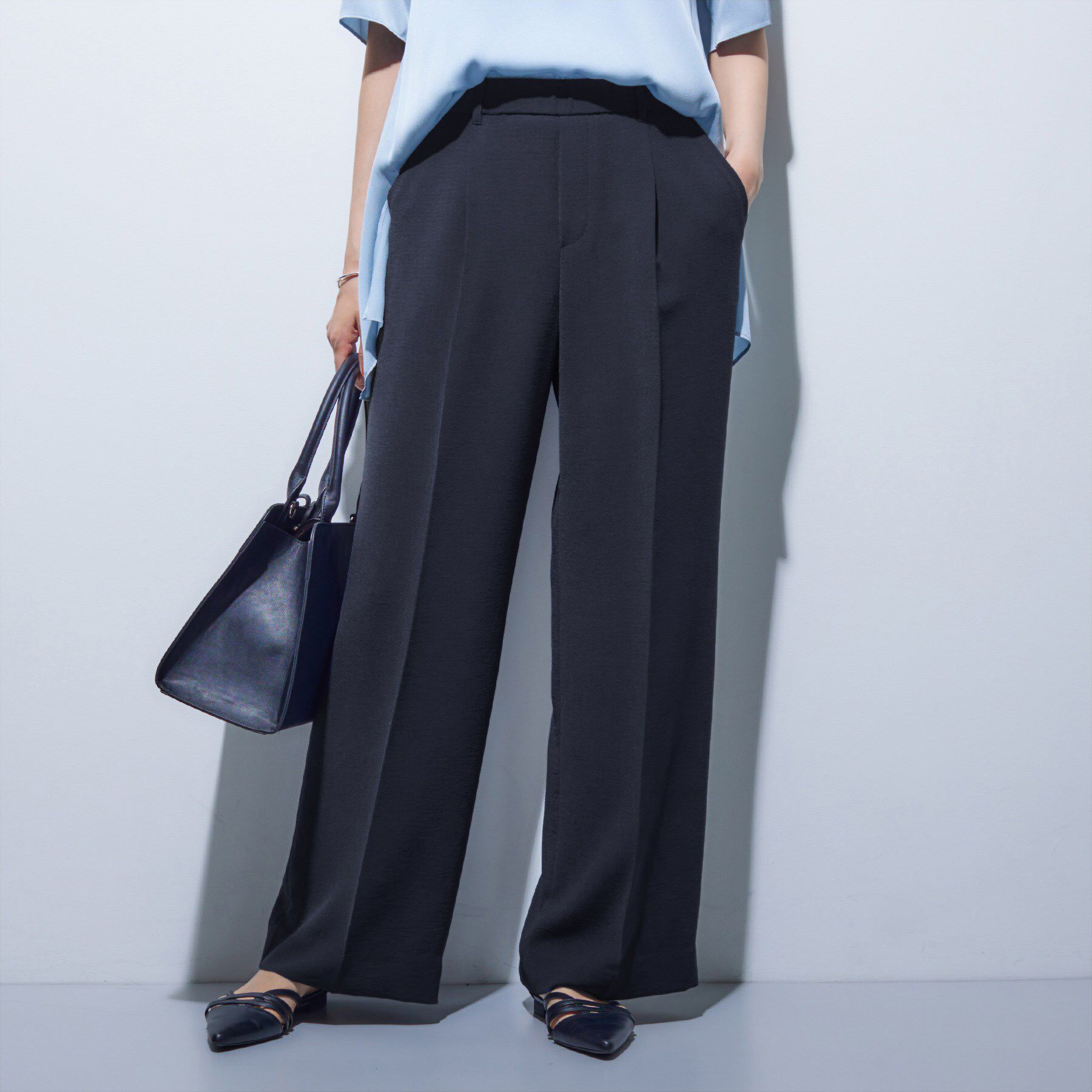 INDIVI「【着る日傘／遮熱／UVケア】ワイドパンツ」|その他|ネイビー(094)