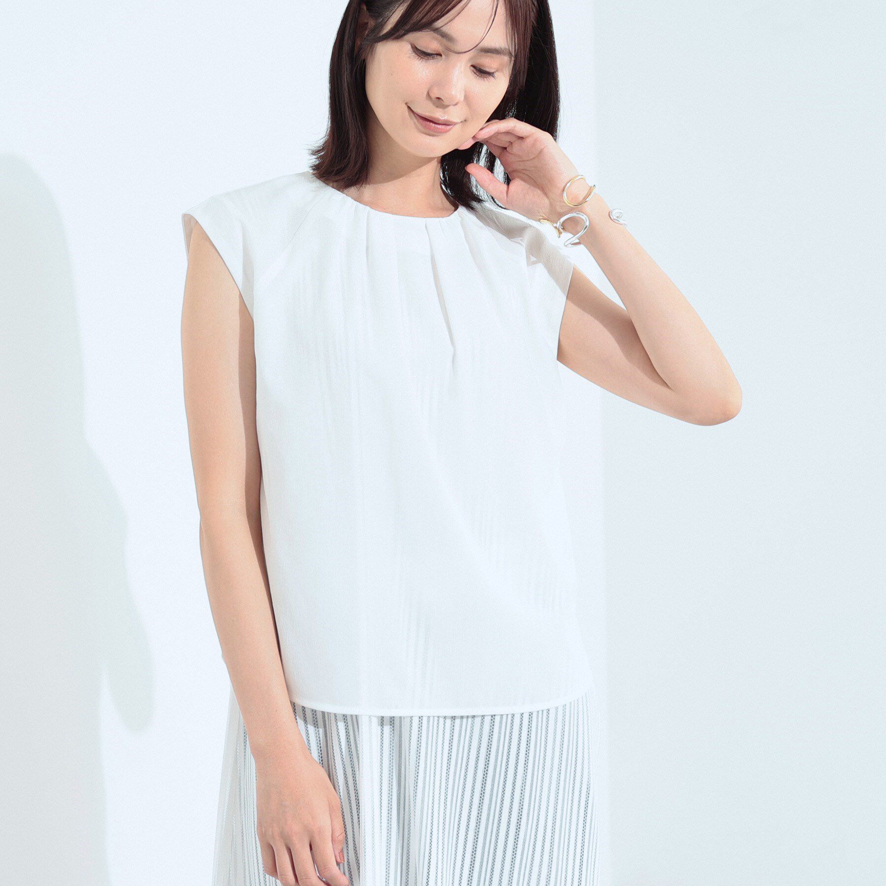 INDIVI「【クールエアー素材／UVケア／吸汗速乾】エアリータックブラウス」|シャツ・ブラウス|