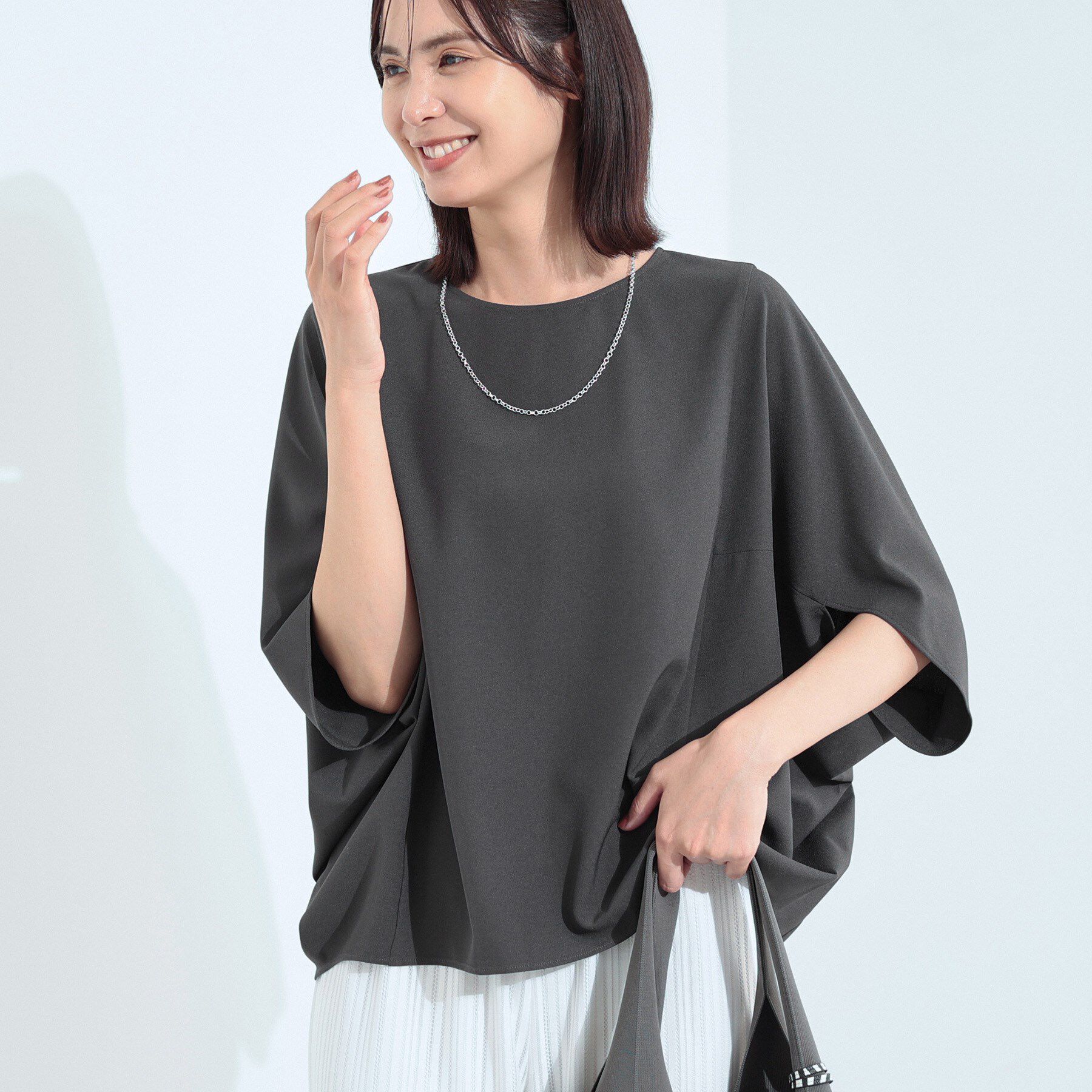 INDIVI「【体型カバー/SETUP可能】ジョーゼット　ドルマンブラウス」|シャツ・ブラウス|