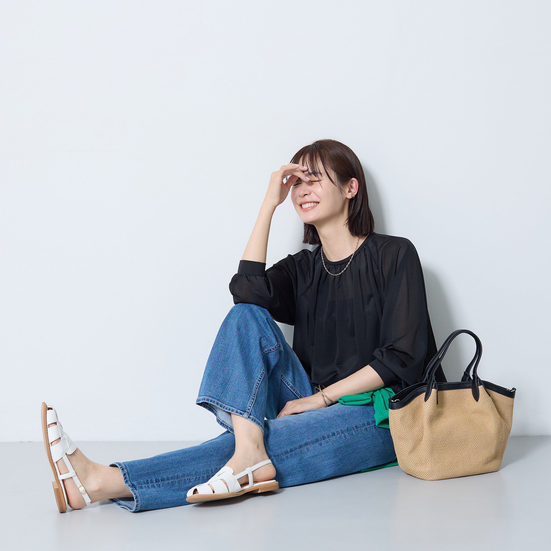 INDIVI「【体型カバー／マシンウォッシュ対応】シアージャージトップス」|Tシャツ・カットソー|