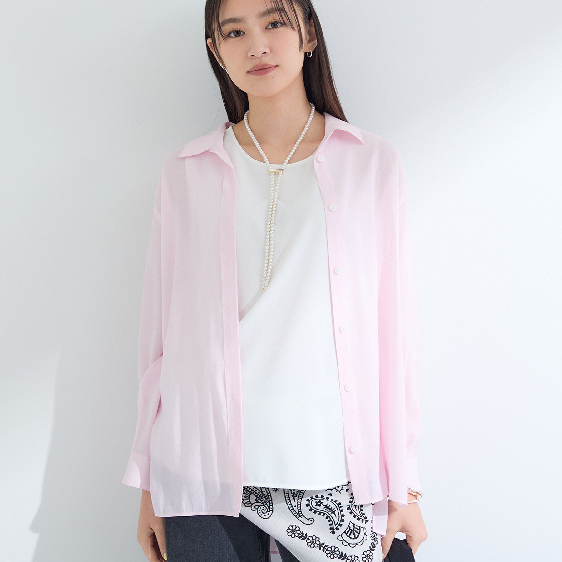 INDIVI「【体型カバー／清涼感】シアーオーバーシャツ」|シャツ・ブラウス|