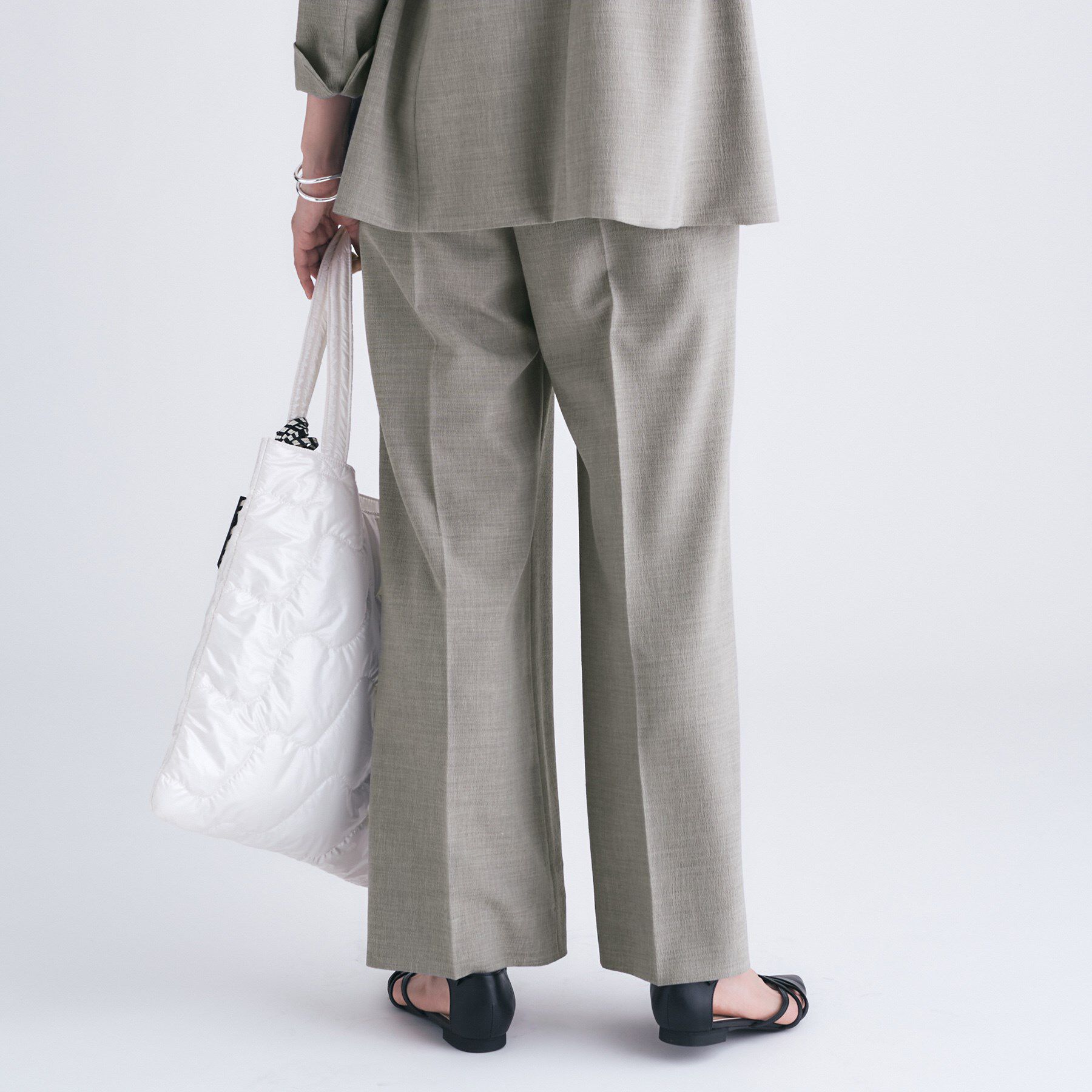 INDIVI「【洗える／セットアップ可能】凹凸ストレッチ素材ストレートパンツ」|その他|