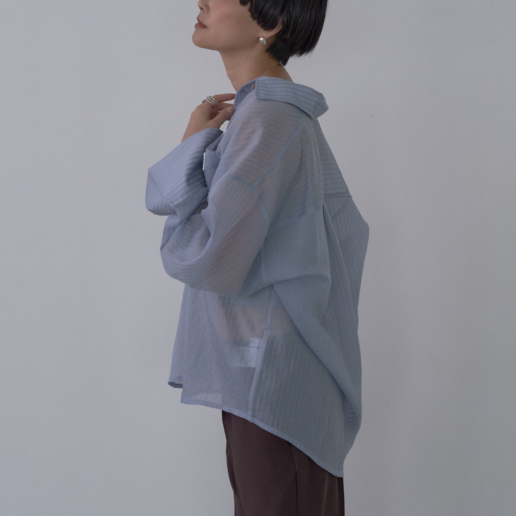 GALLEST「ワイドカフスシアーストライプシャツ/秋服/シアーシャツ」|シャツ・ブラウス|