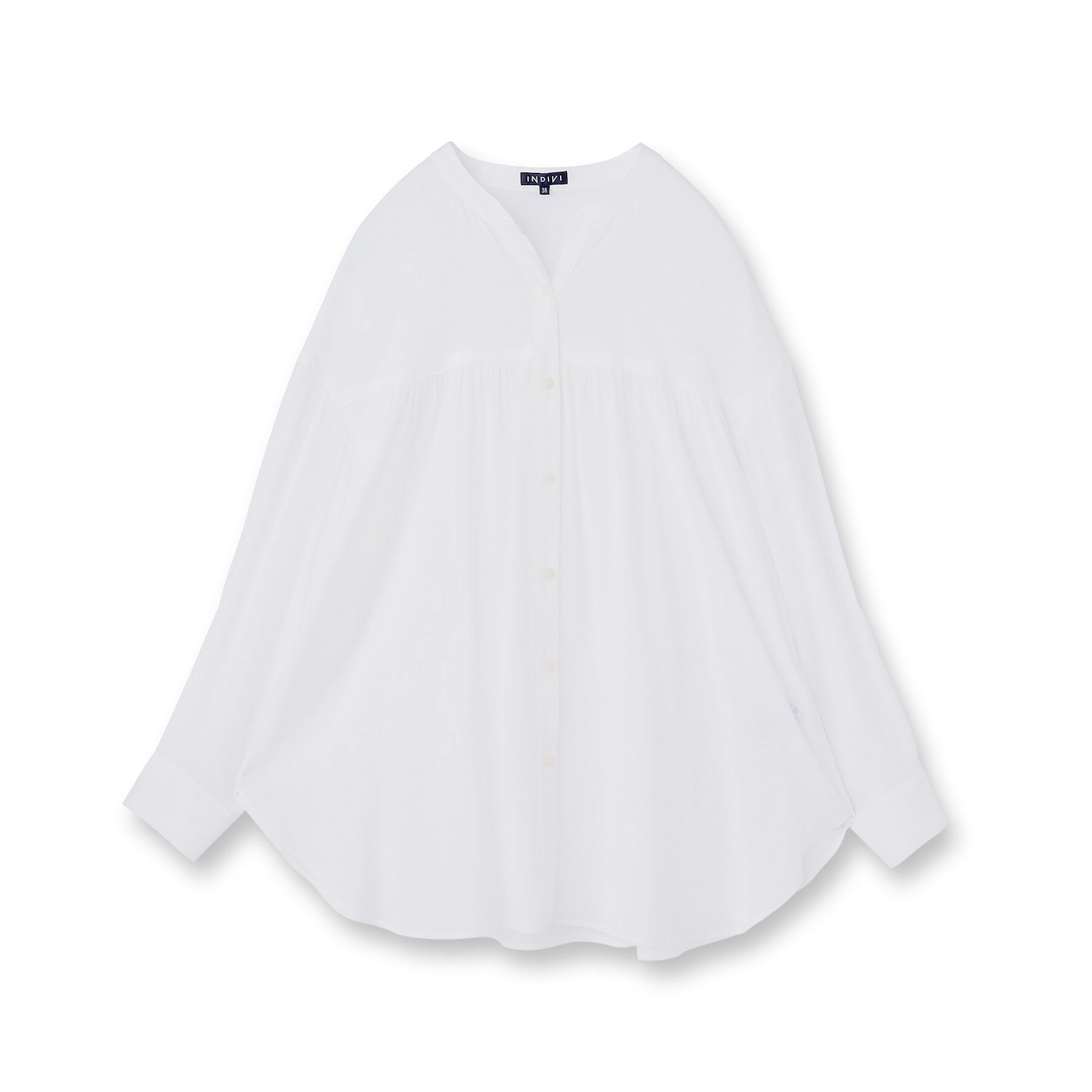 INDIVI「【きれいめ／ラメ】シャイニーローン ドレーピーブラウス」|シャツ・ブラウス|