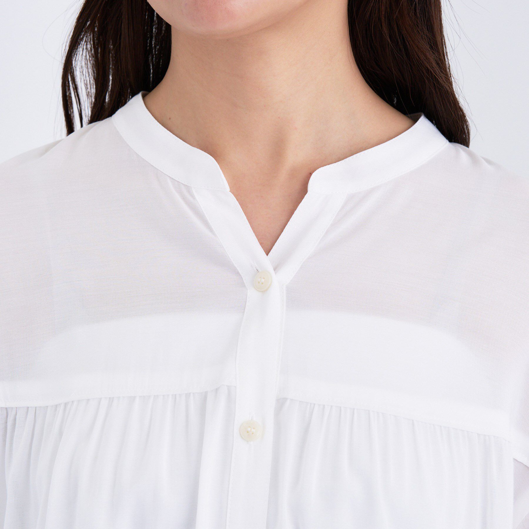 INDIVI「【きれいめ／ラメ】シャイニーローン ドレーピーブラウス」|シャツ・ブラウス|