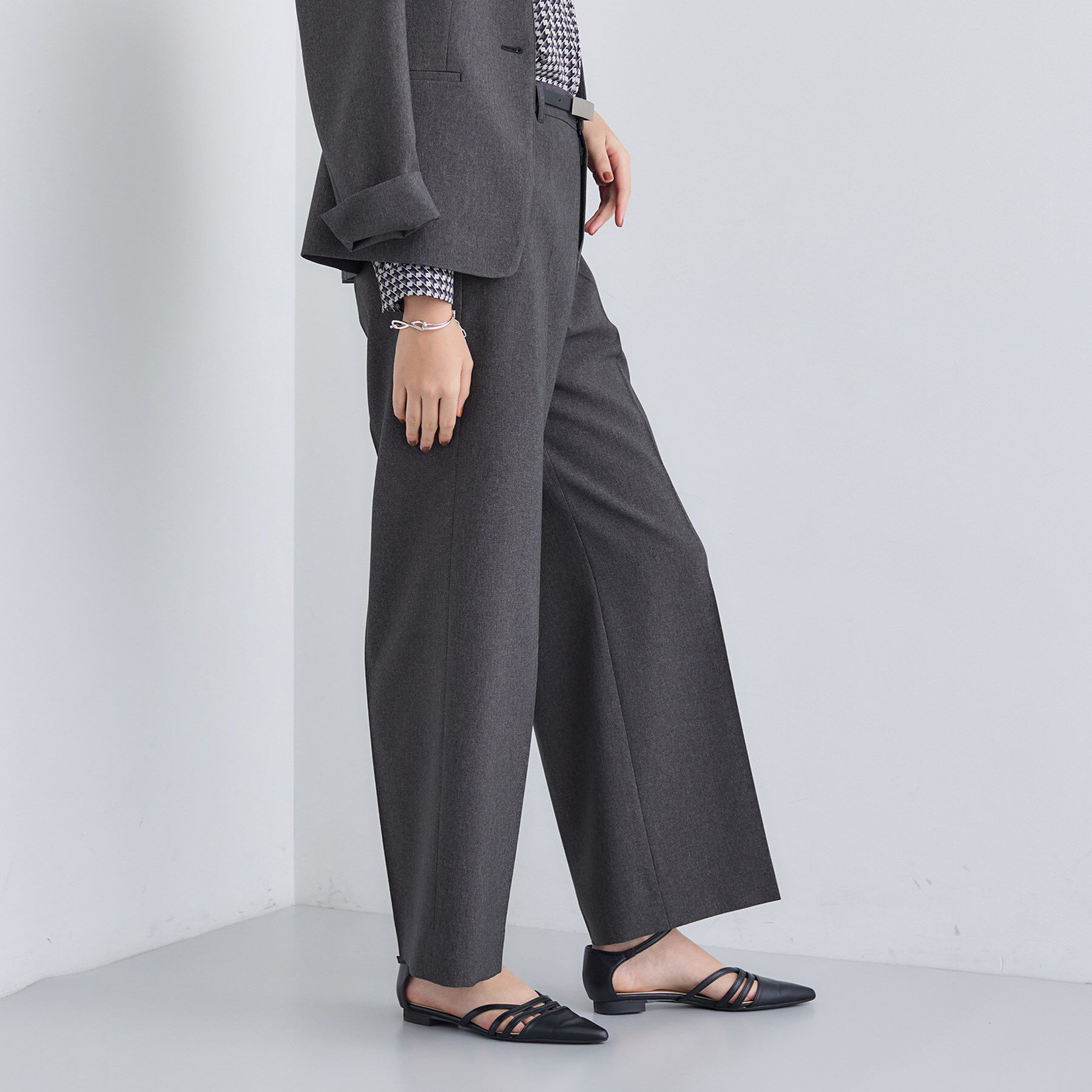 INDIVI「【洗える／通勤／スーツ】メランジストレッチ ワイドパンツ」|スーツ|