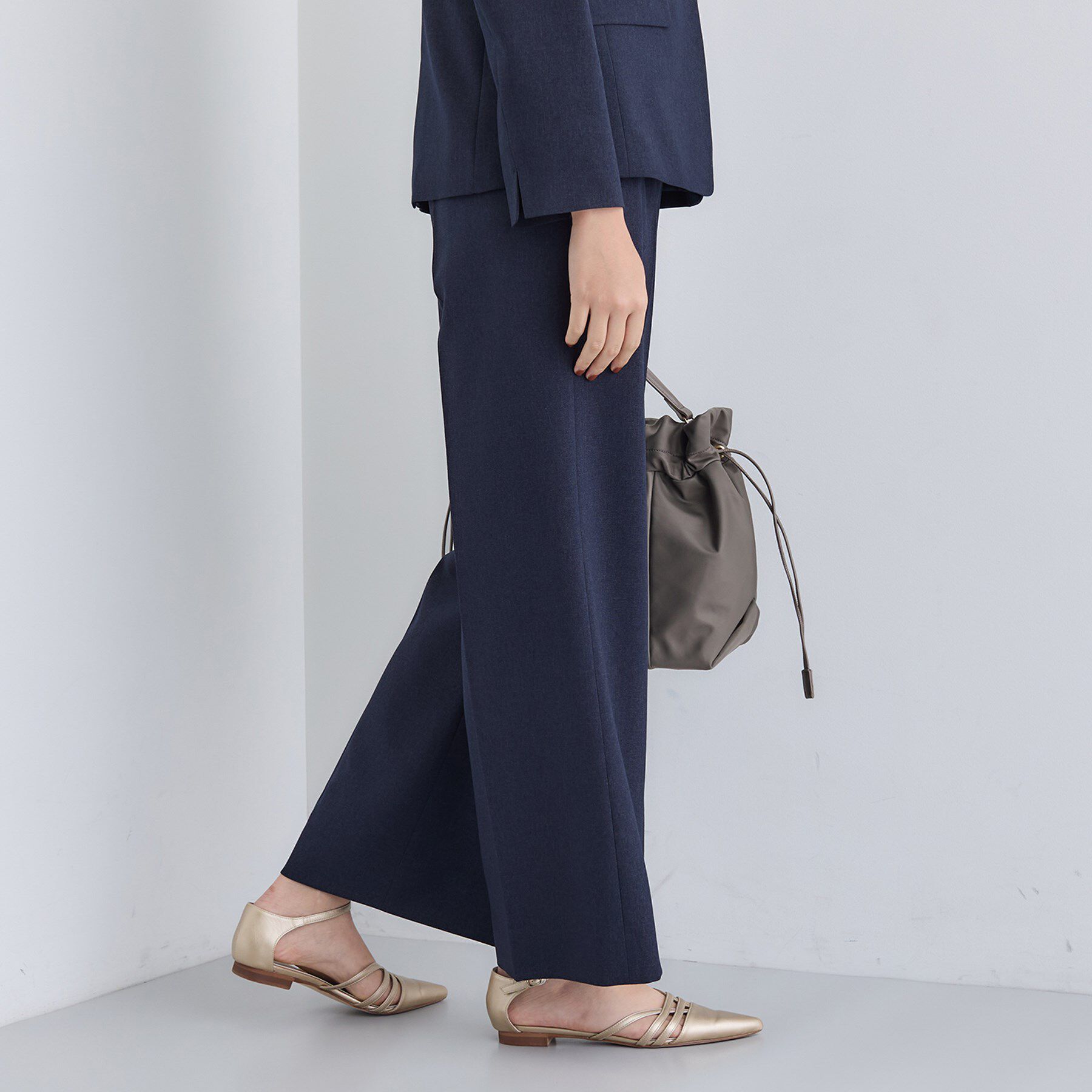 INDIVI「【洗える／通勤／スーツ】メランジストレッチ ワイドパンツ」|スーツ|