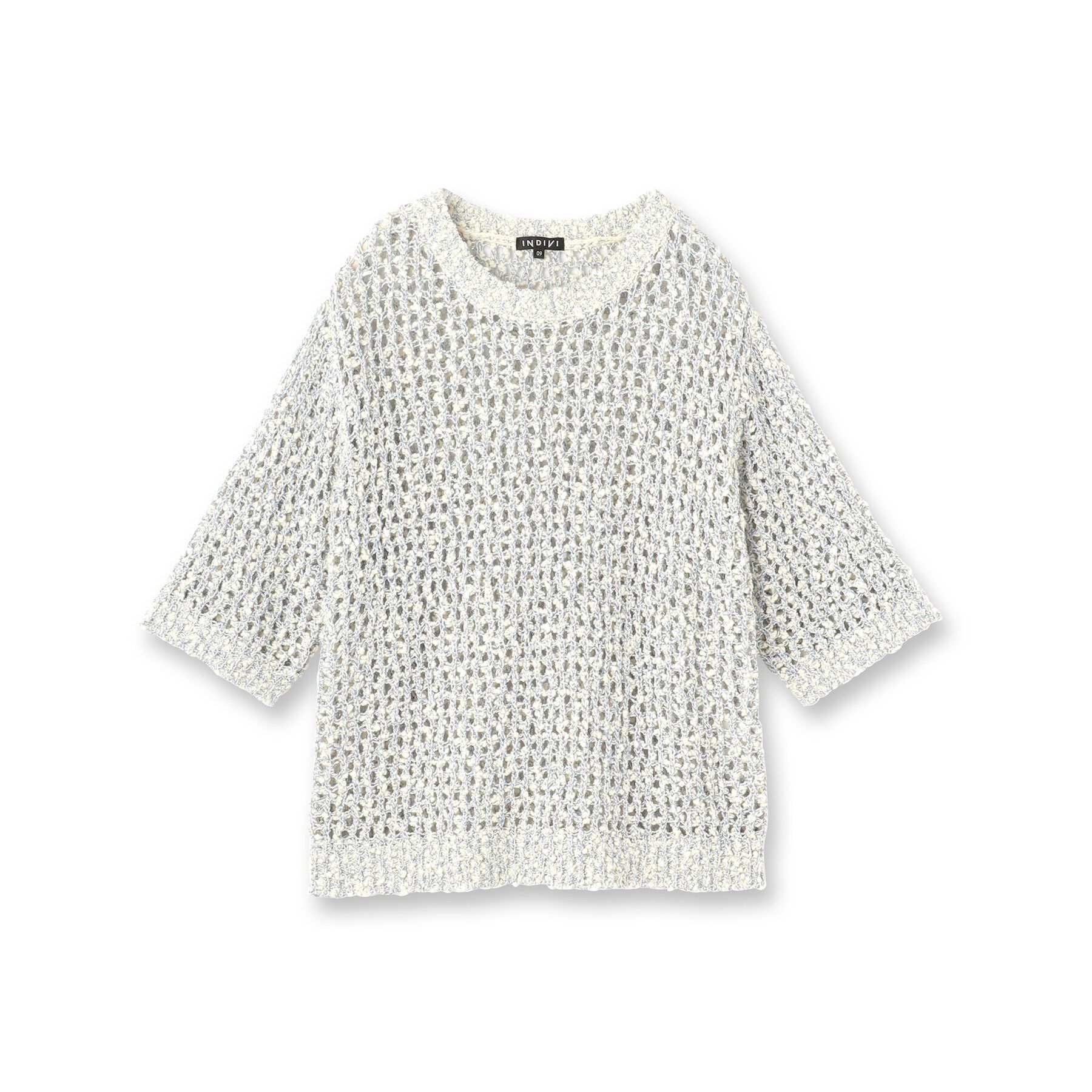 INDIVI「【洗える／ラメ混／5分袖】イタリア糸ファンシーヤーンニット」|ニット・セーター|