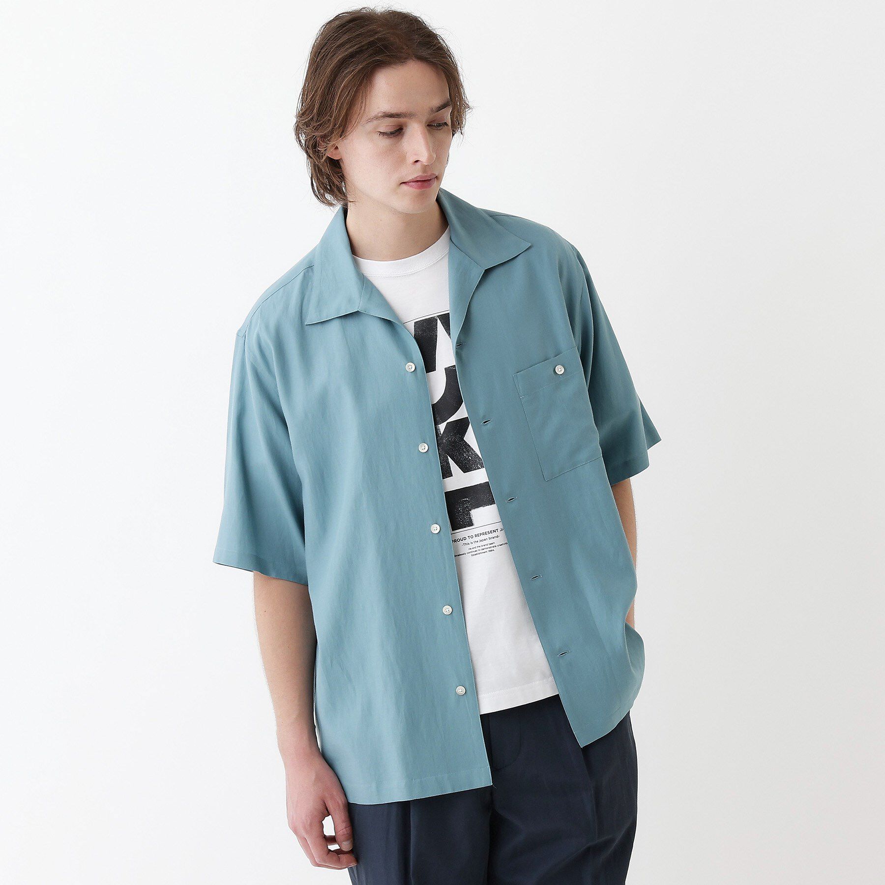 TAKEO KIKUCHI「【THE FLAGSHIP】変形オープンカラー 半袖シャツ」|シャツ・ブラウス|