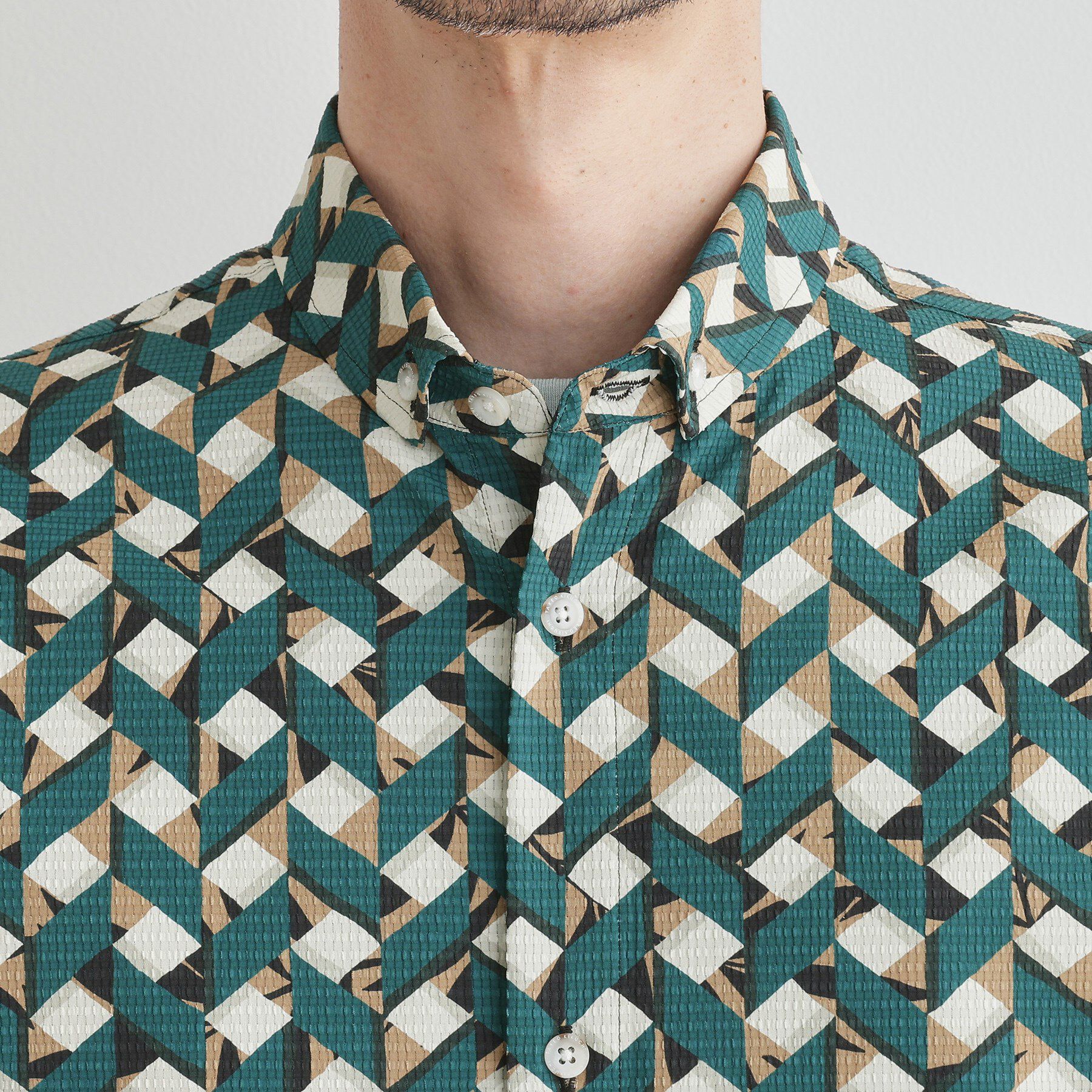 TAKEO KIKUCHI「【COOL CITY WEAR】籠目アート柄 サッカーシャツ /通気性」|シャツ・ブラウス|