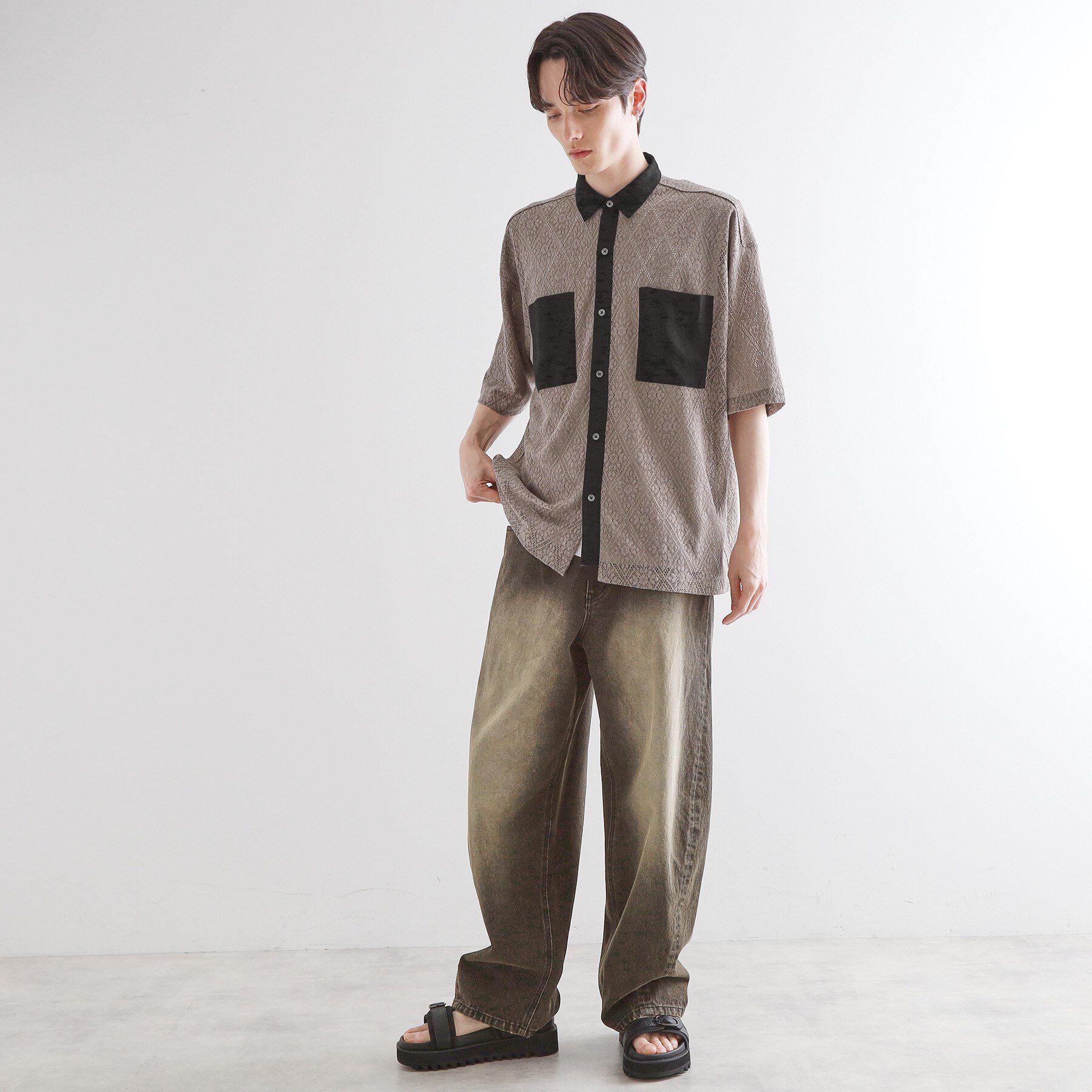 tk.TAKEO KIKUCHI「サマースエードコンビレースシャツ」|シャツ・ブラウス|