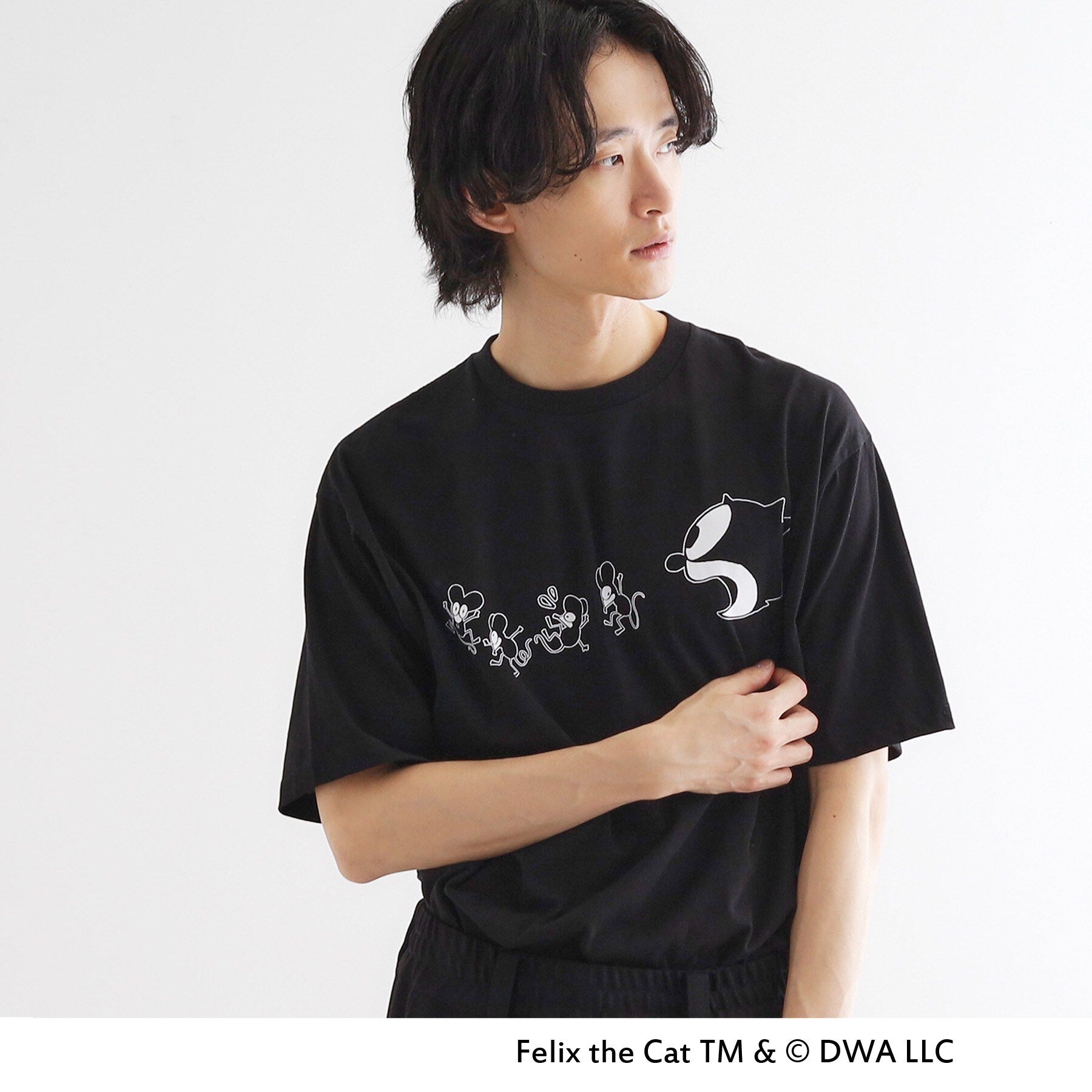 tk.TAKEO KIKUCHI「FELIX THE CAT Tシャツ」|Tシャツ・カットソー|ブラック(019)