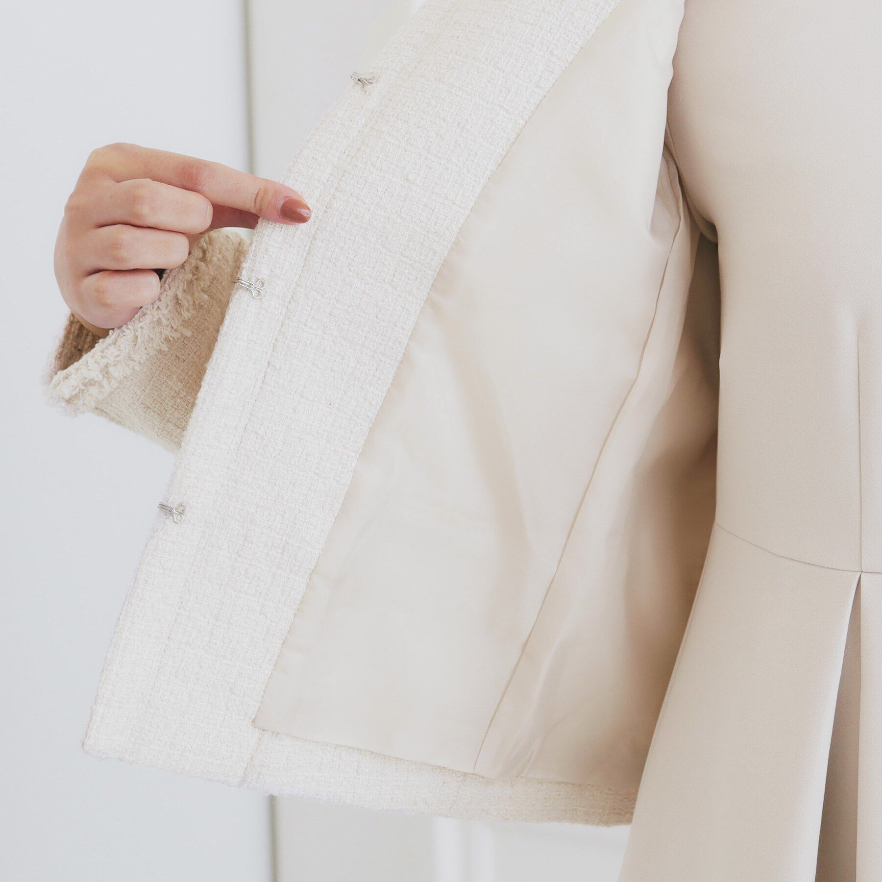 index「《通勤/セットアップ対応》ノーカラーツイードジャケット【洗える】」|ノーカラージャケット|