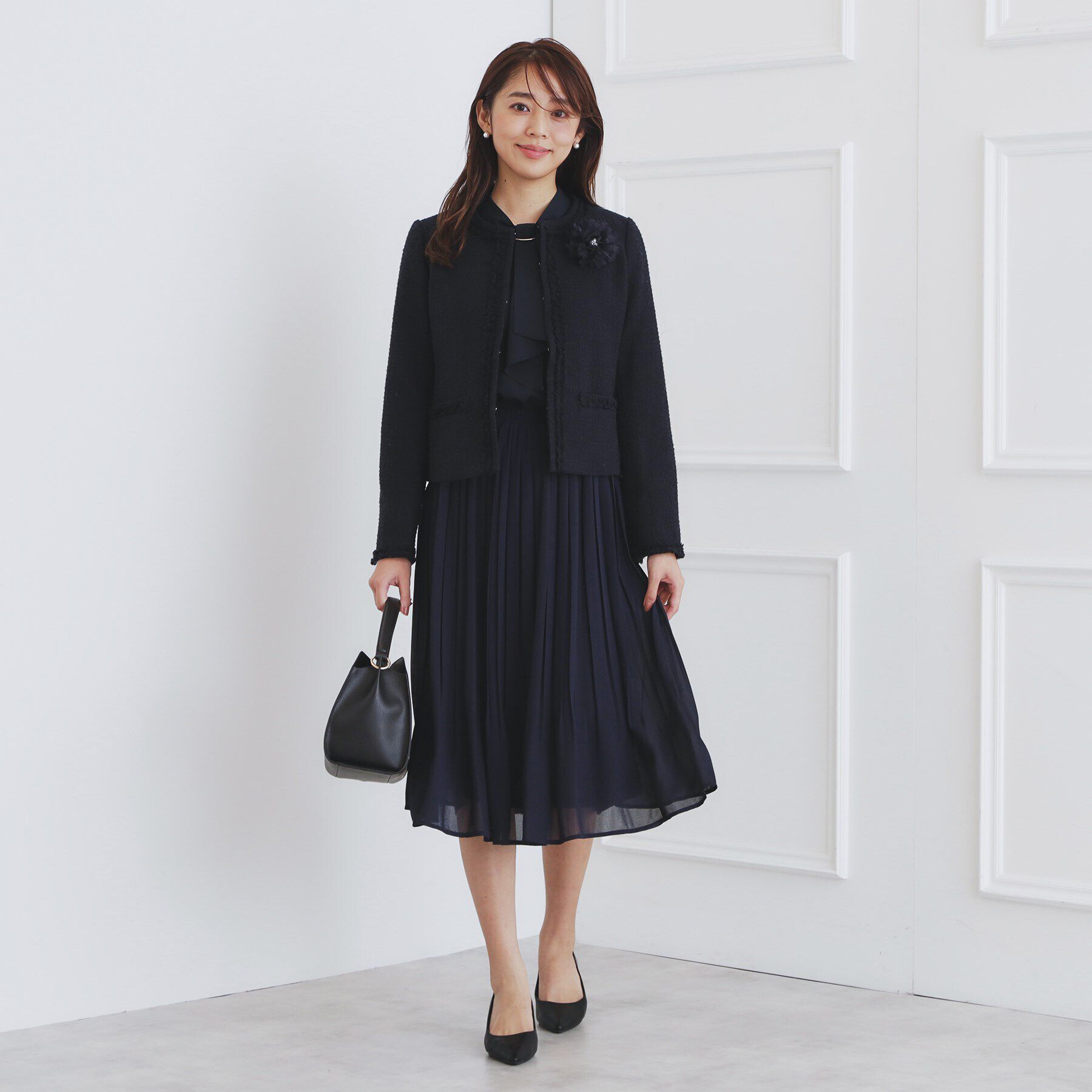 index「《通勤/セットアップ対応》ノーカラーツイードジャケット【洗える】」|ノーカラージャケット|