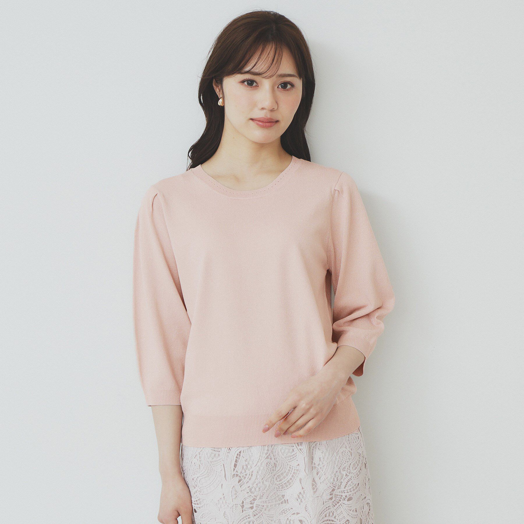 index「《7色展開/XS-LLサイズ》クルーネックデザインスリーブニット【洗濯機洗い可】」|ニット・セーター|