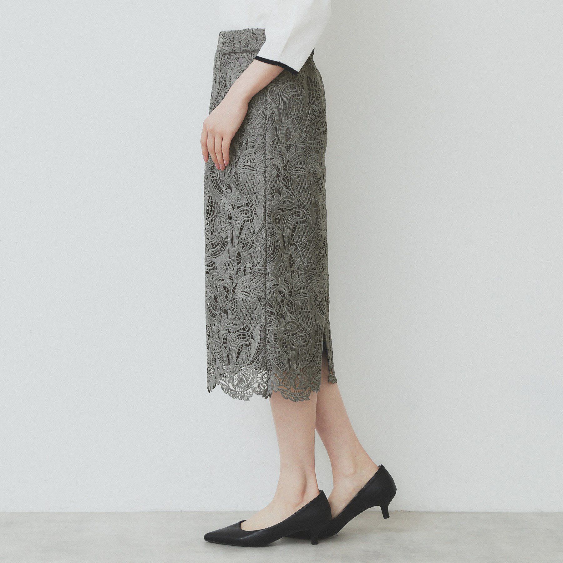 index「《XS-LLサイズ》フラワーレースタイトスカート【洗濯機洗い可】」|スカート|