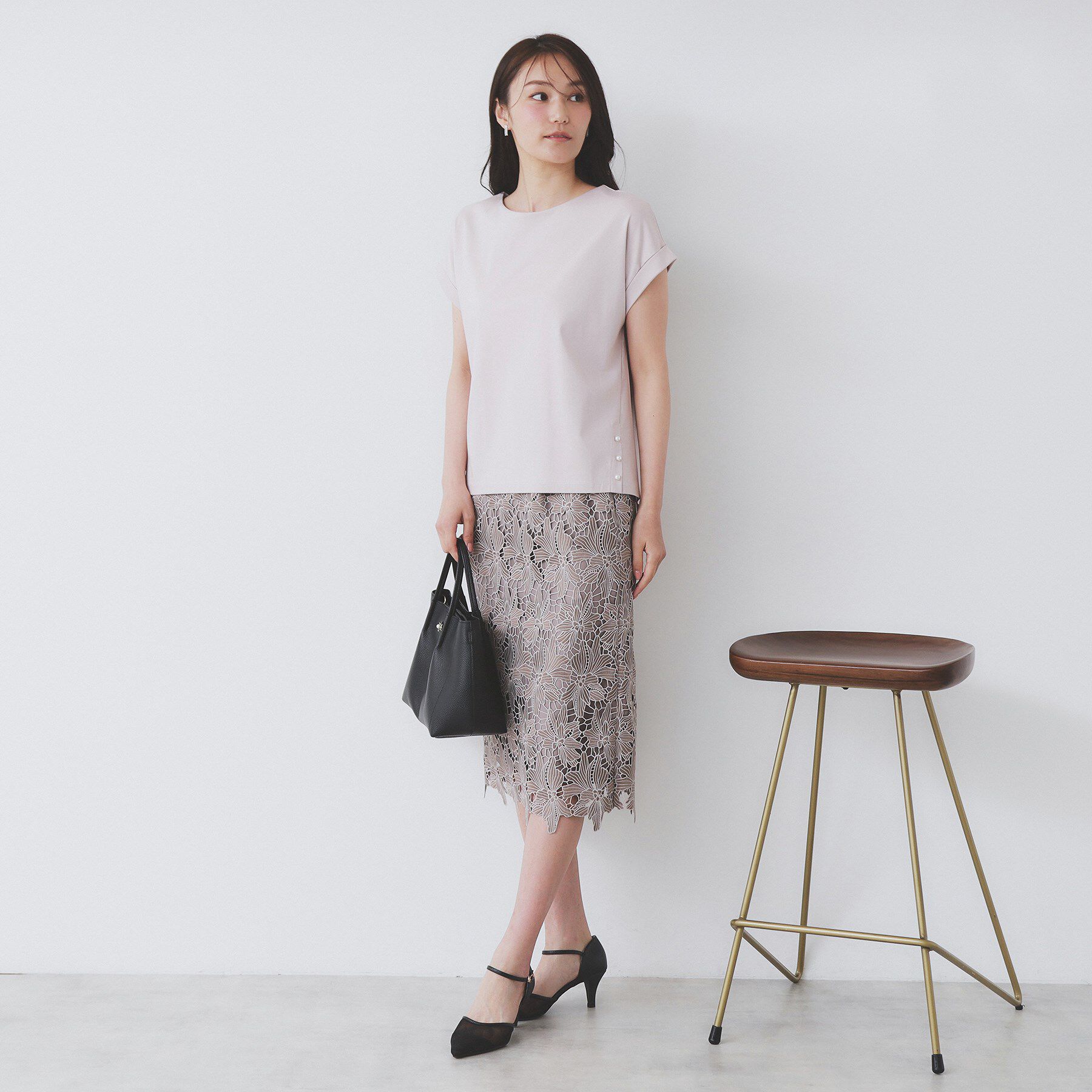 index「《S-3Lサイズ》サイドパール調ボタンボクシートップス【洗濯機洗い可/UVケア/接触冷感】」|Tシャツ・カットソー|