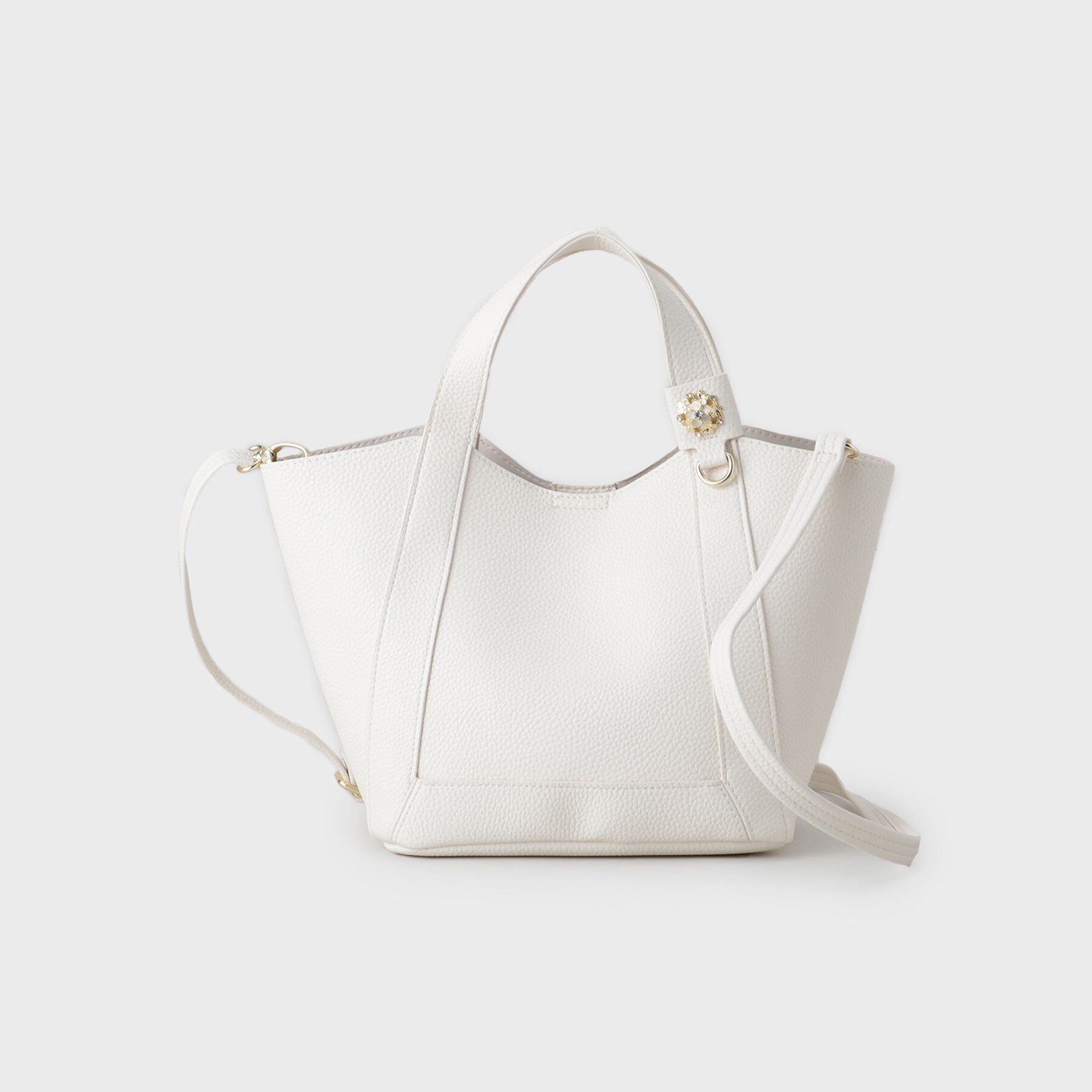 index「【2WAY】フラワーパーツ付き合皮ミドルトートバッグ」|トートバッグ|