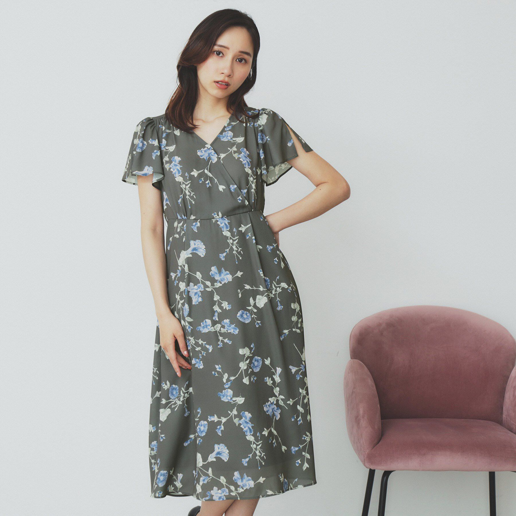 index「カシュクールフラワーワンピース【洗濯機洗い可】」|ワンピース|