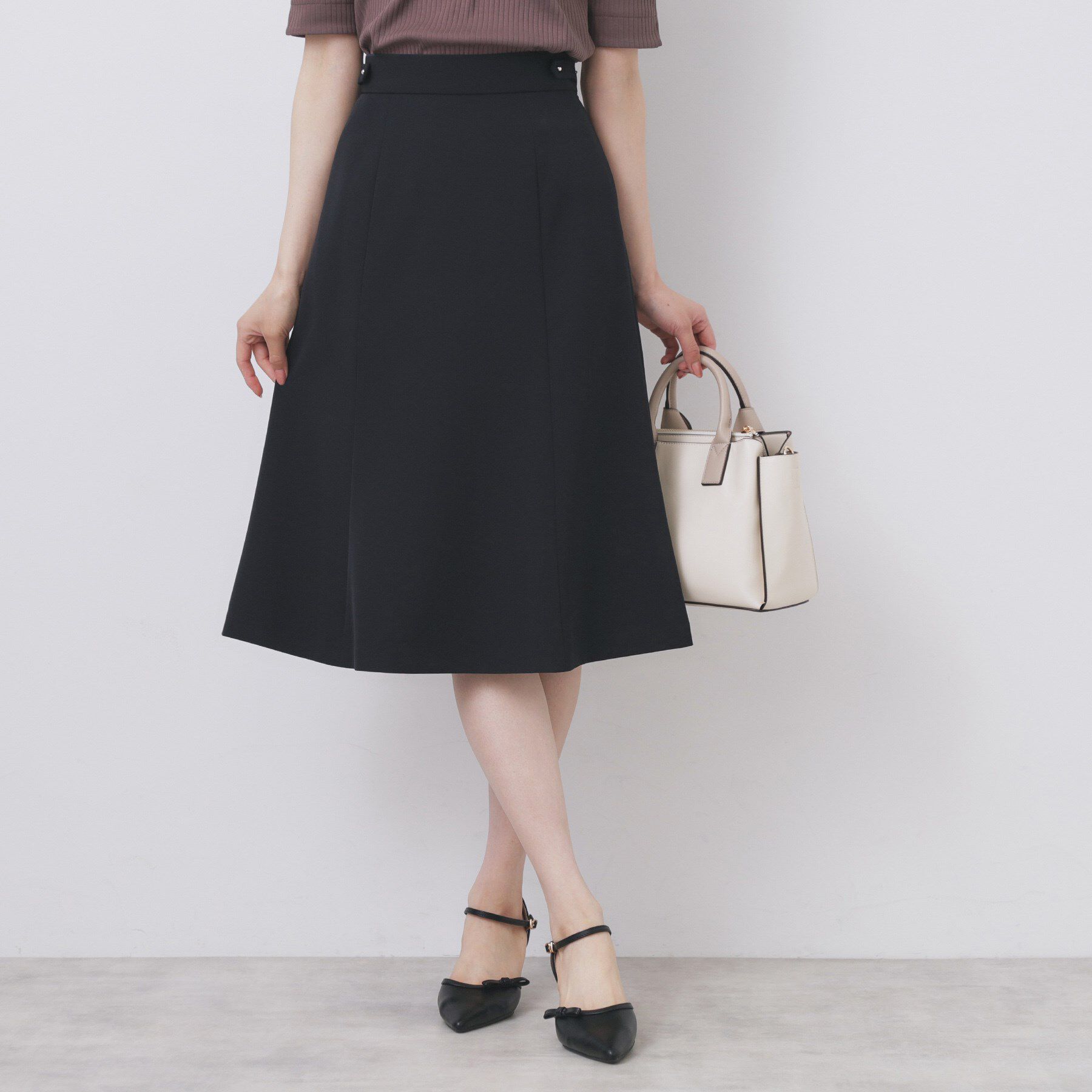 index「ストレッチフレアスカート/セットアップ対応【洗濯機洗い可/イージーアイロン/防シワ】」|スカート|ネイビー(894)