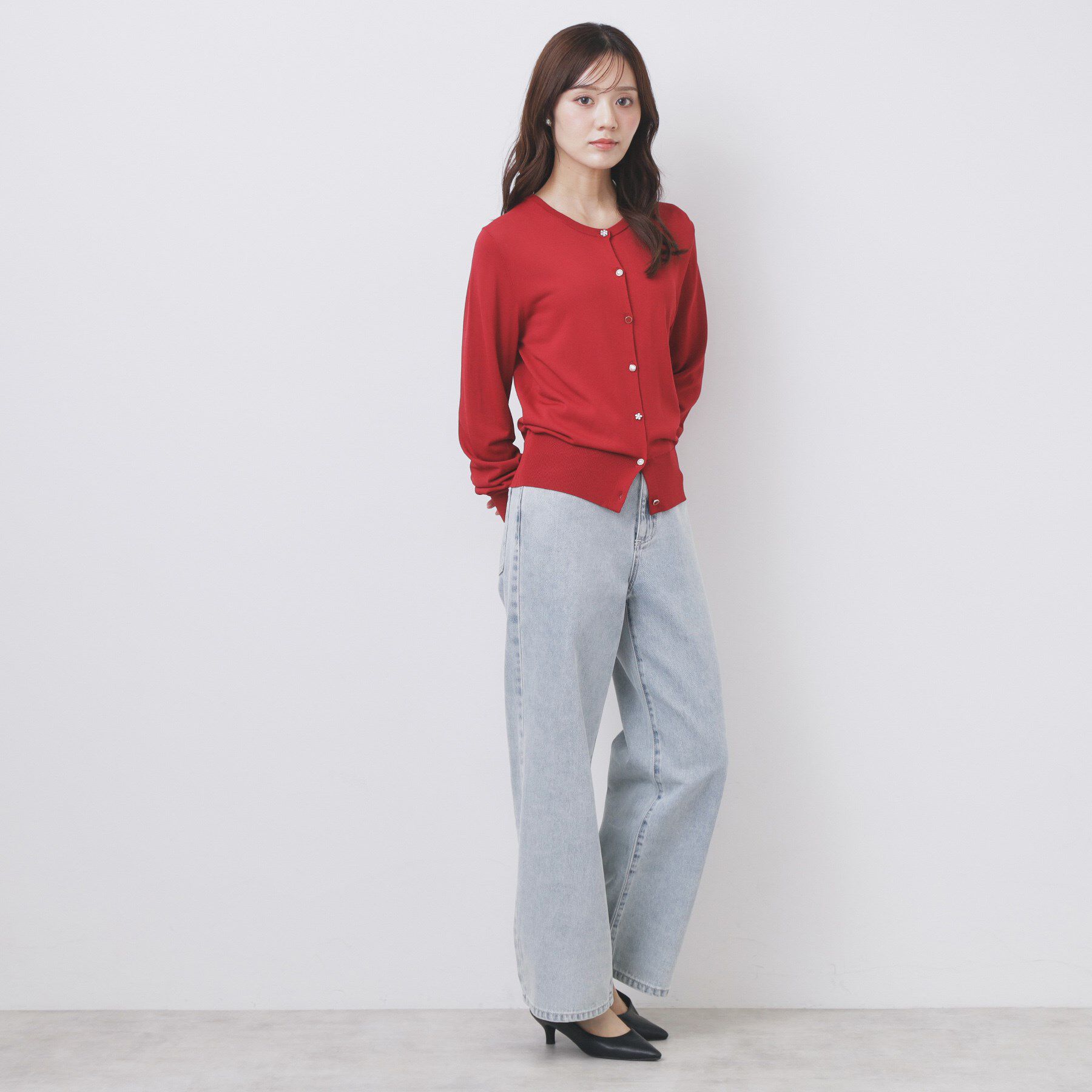 index「《美人百花掲載》ビジュークルーネックカーディガン【洗濯機洗い可/UVケア/接触冷感/抗ピル】」|カーディガン|